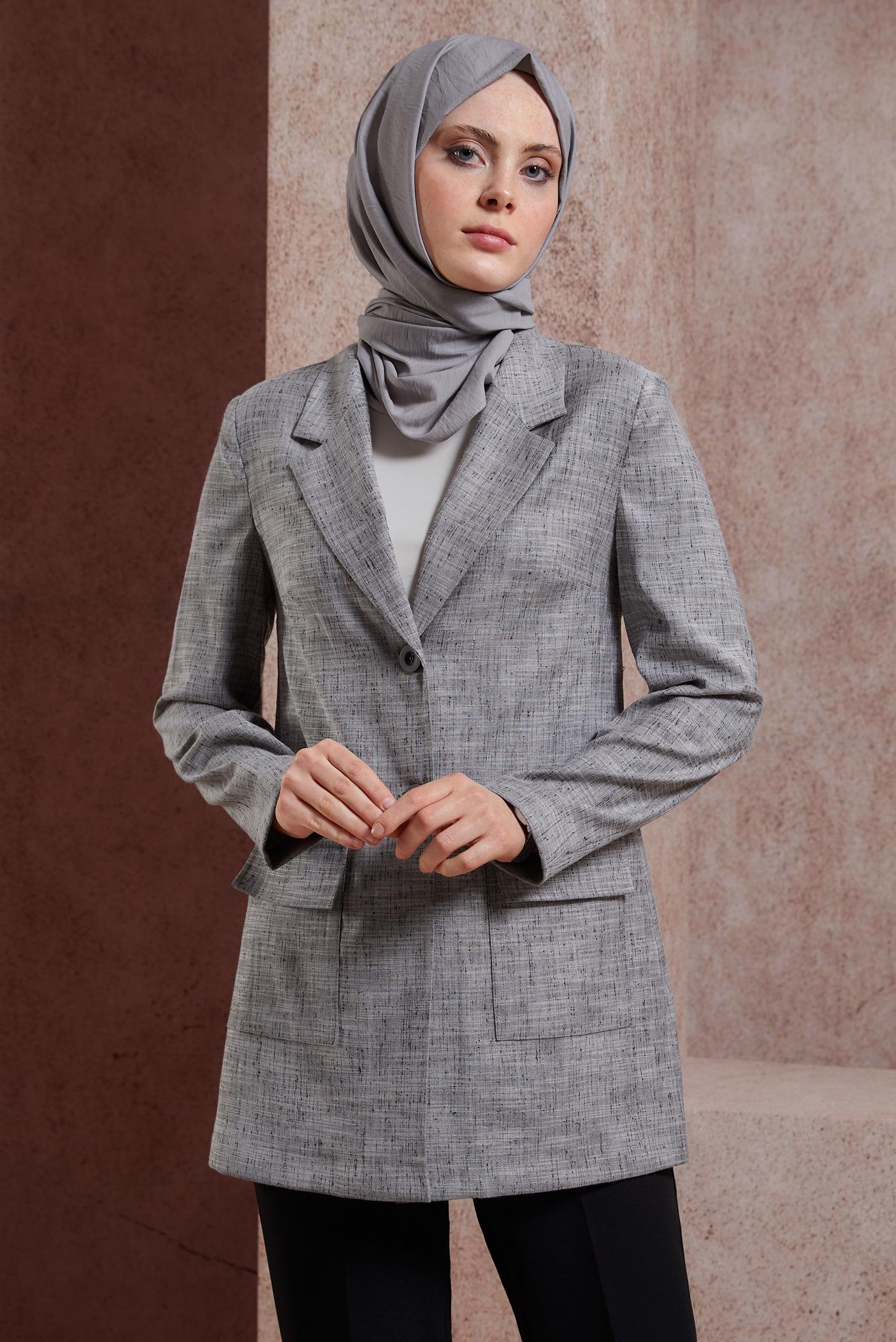 Vêtements hijab NOIR VESTE À DOUBLE BOUTONNAGE 44456