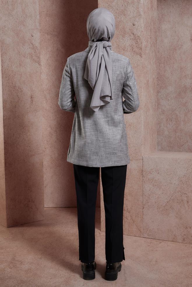 Hijab clothing BLACK DOUBLE BREASTED JACKET 44456 - ALVİNA