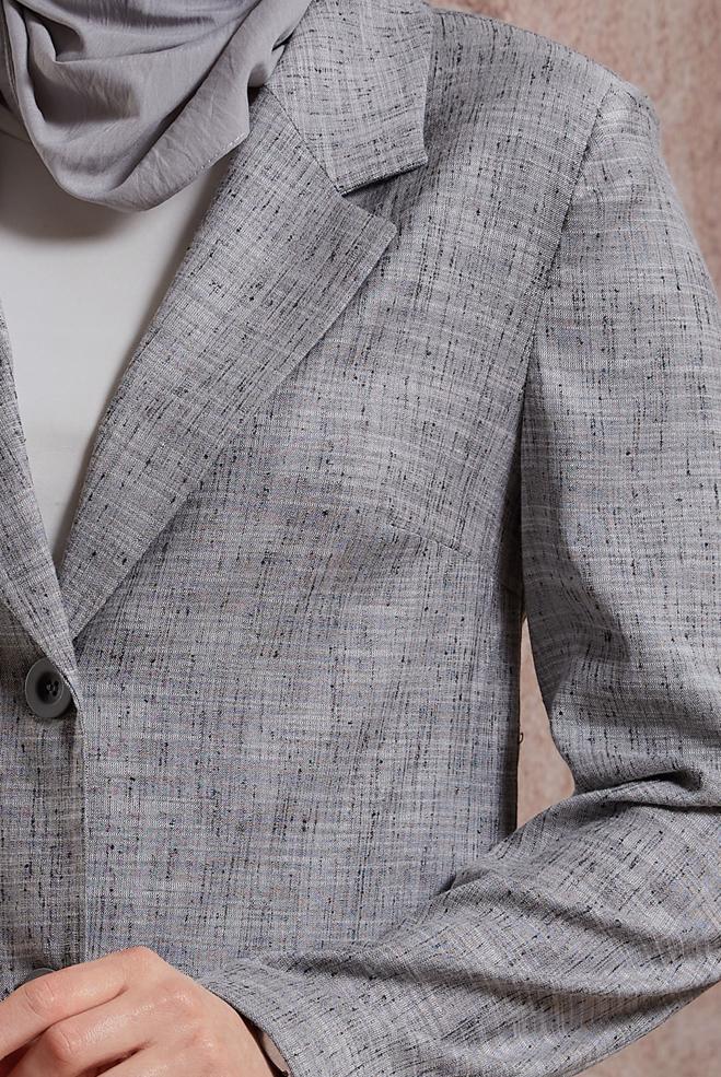 Hijab clothing BLACK DOUBLE BREASTED JACKET 44456 - ALVİNA