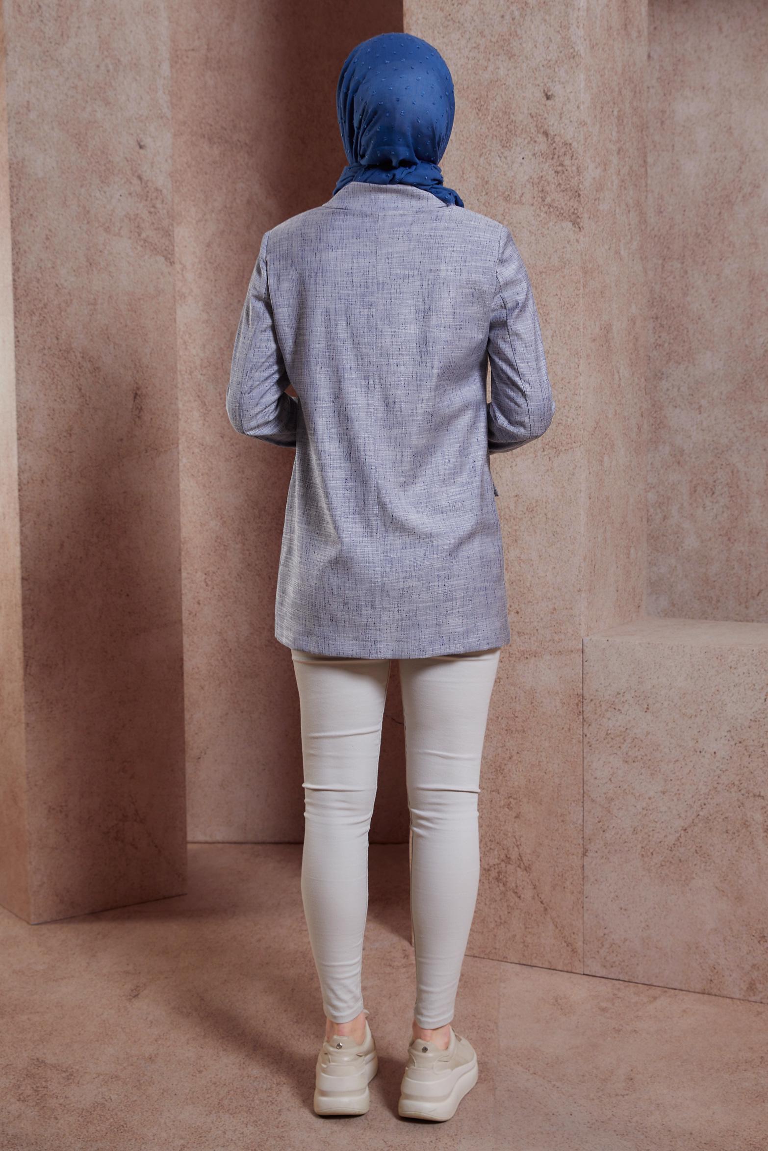 Vêtements hijab BLEU MARINE VESTE À DOUBLE BOUTONNAGE 44456