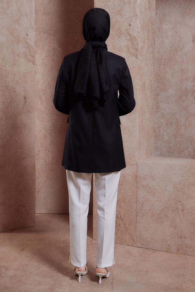 Hijab clothing BLACK DOUBLE BREASTED JACKET 44457 - ALVİNA