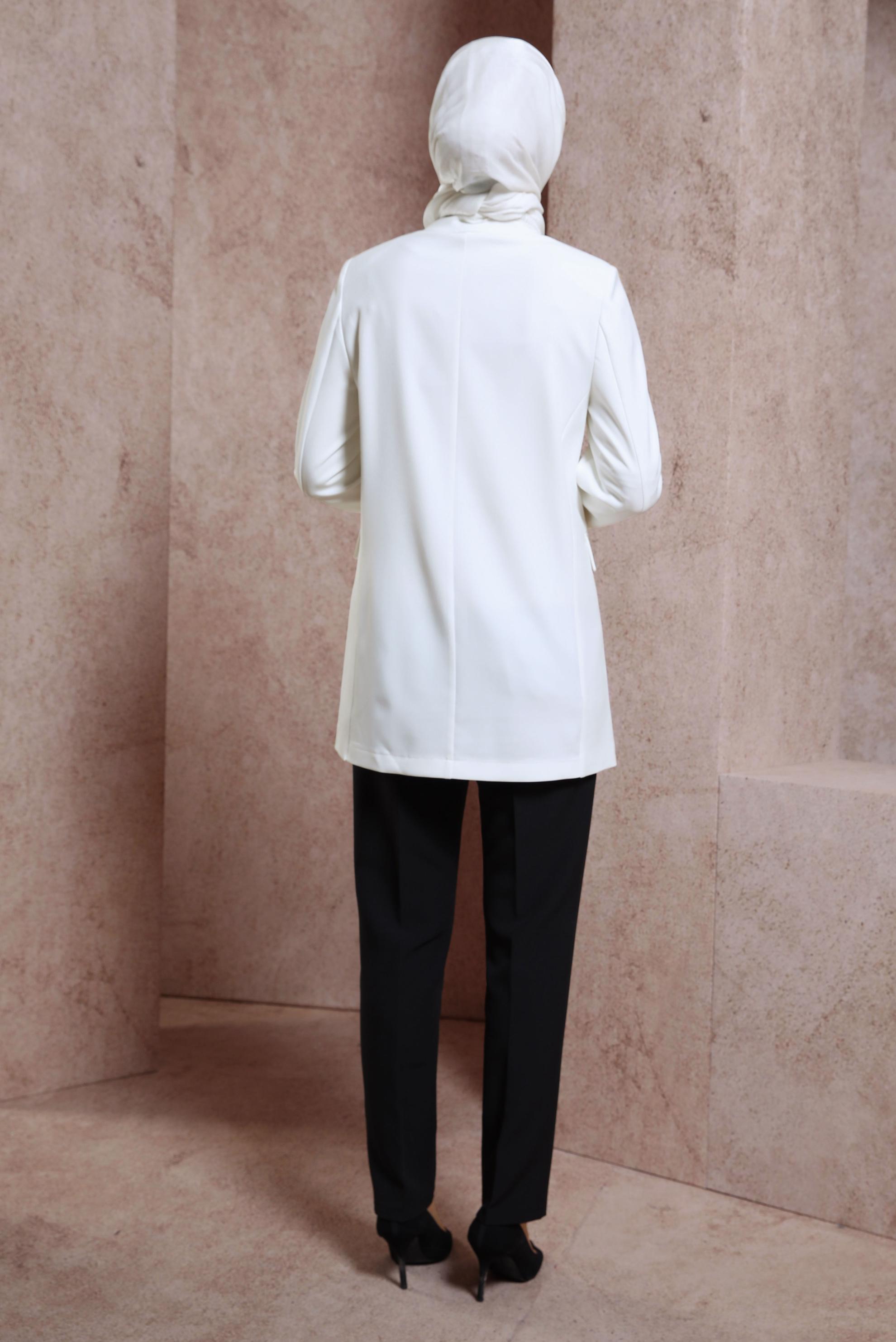 Vêtements hijab BLANC VESTE À DOUBLE BOUTONNAGE 44457