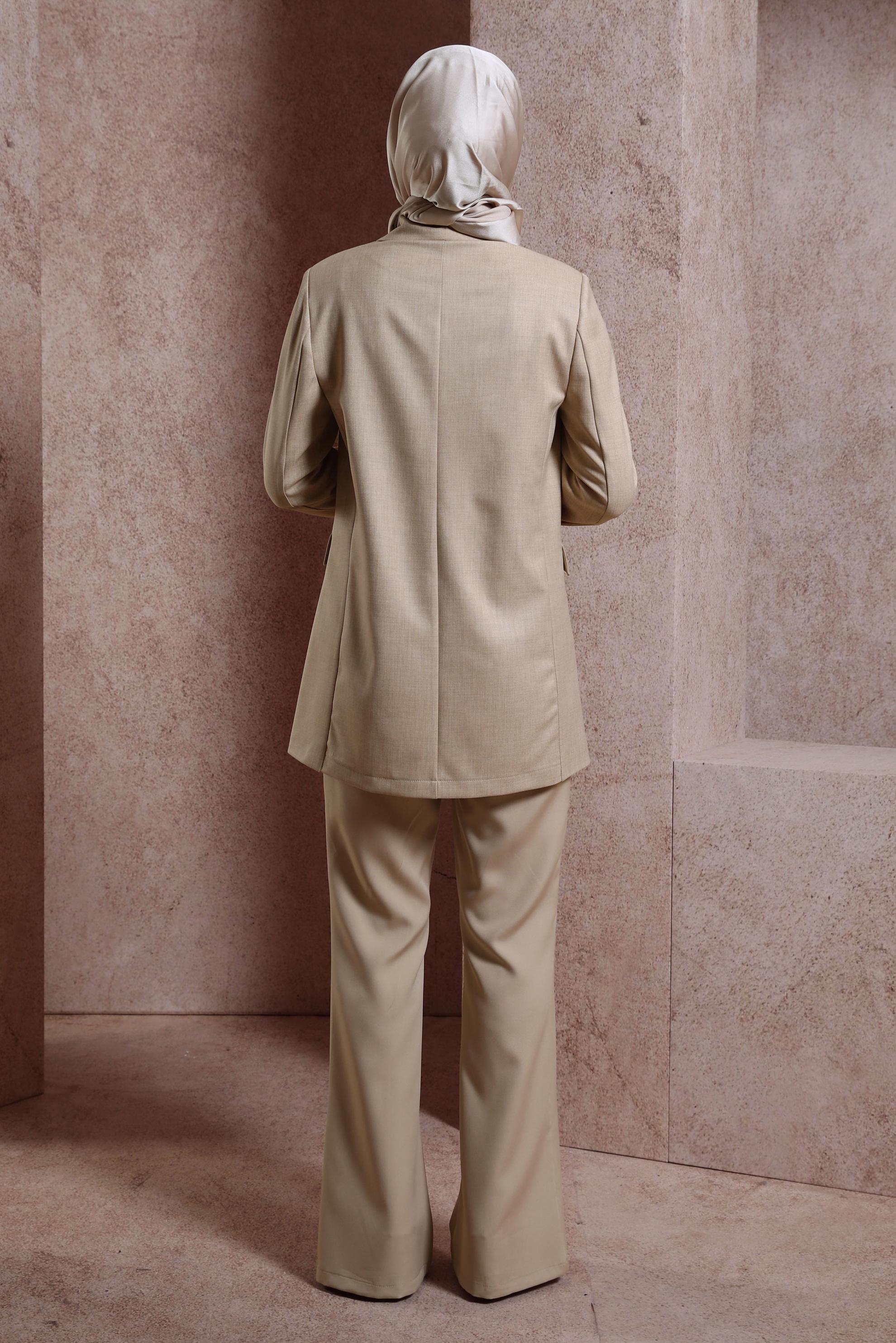 Vêtements hijab BRUN VESTE À DOUBLE BOUTONNAGE 44457