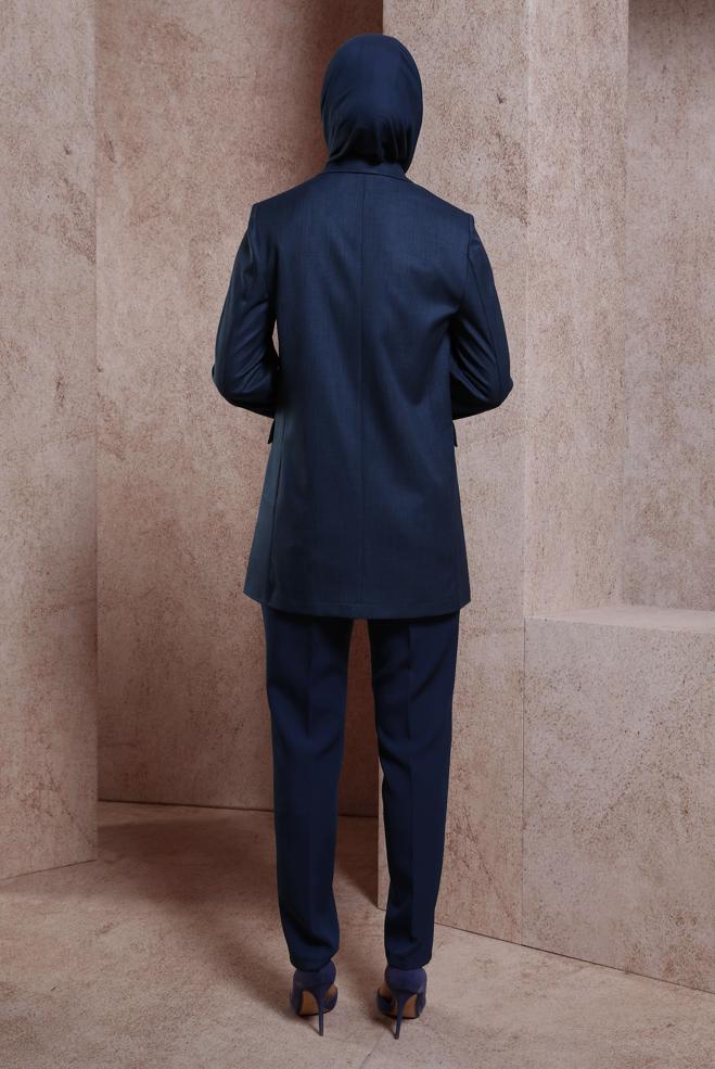 Hijab clothing NAVY BLUE DOUBLE BREASTED JACKET 44457 - ALVİNA