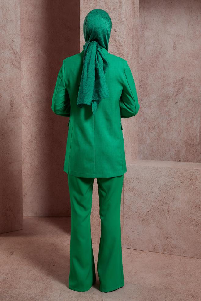 Hijab clothing GREEN DOUBLE BREASTED JACKET 44457 - ALVİNA