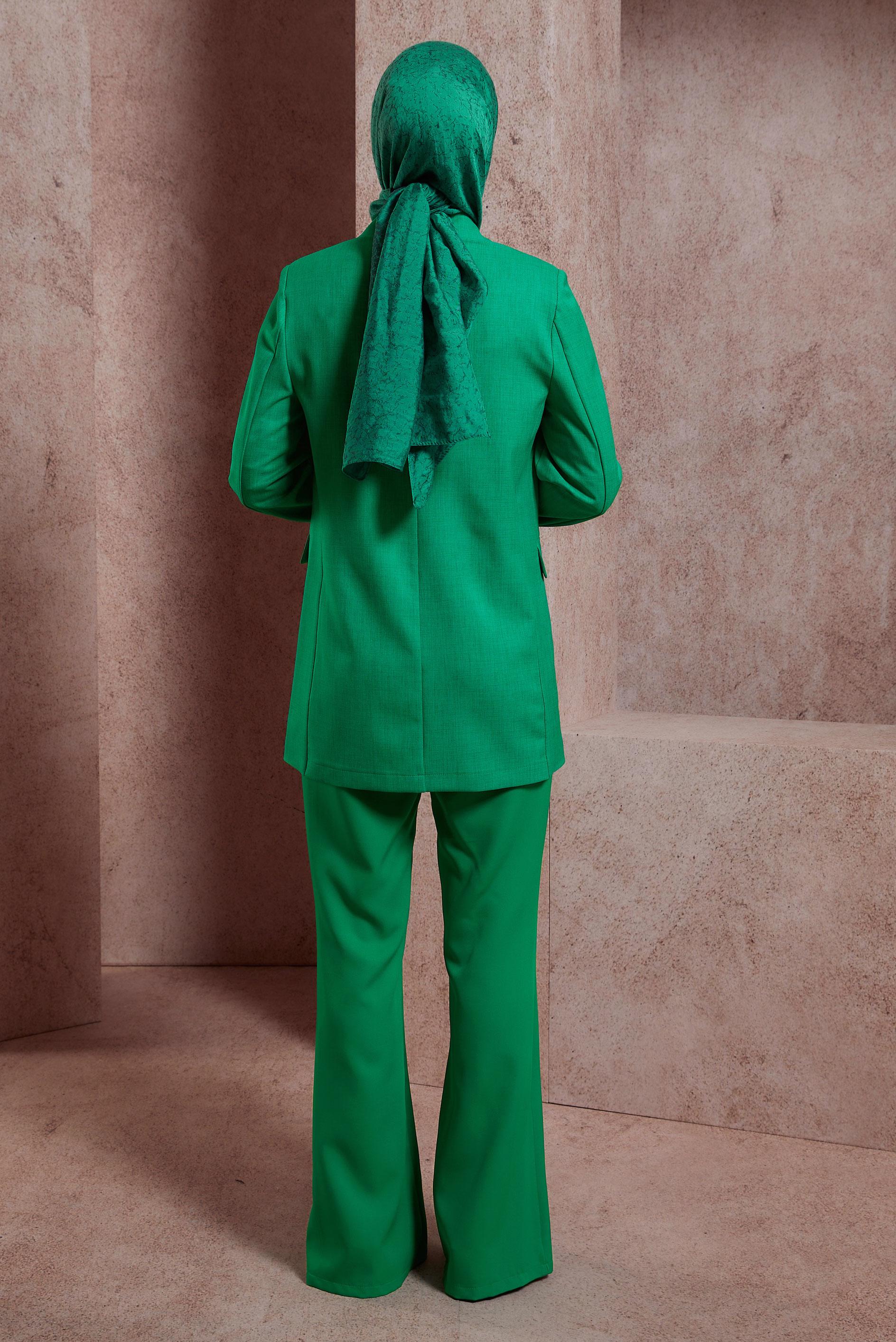 Tesettür giyim YEŞİL KRUVAZE YAKA CEKET 44457