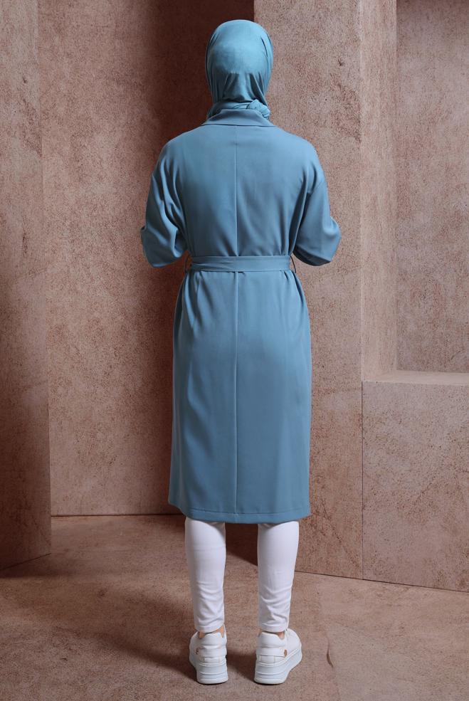 Hijab clothing BLUE BELTED JACKET 44458 - ALVİNA