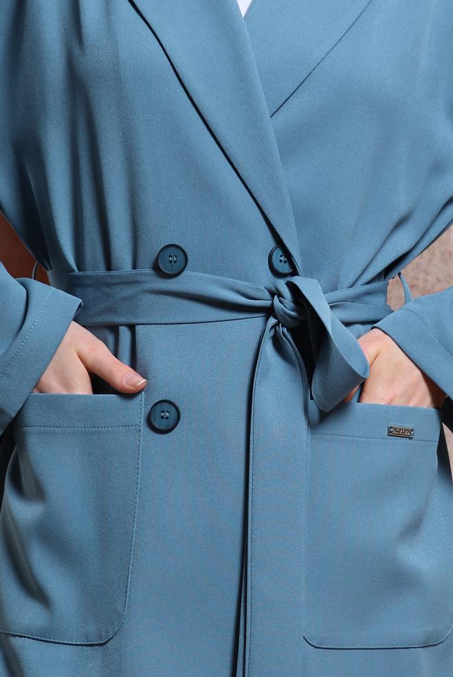 Hijab clothing BLUE BELTED JACKET 44458 - ALVİNA
