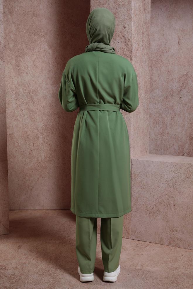 Hijab clothing BROWN BELTED JACKET 44458 - ALVİNA