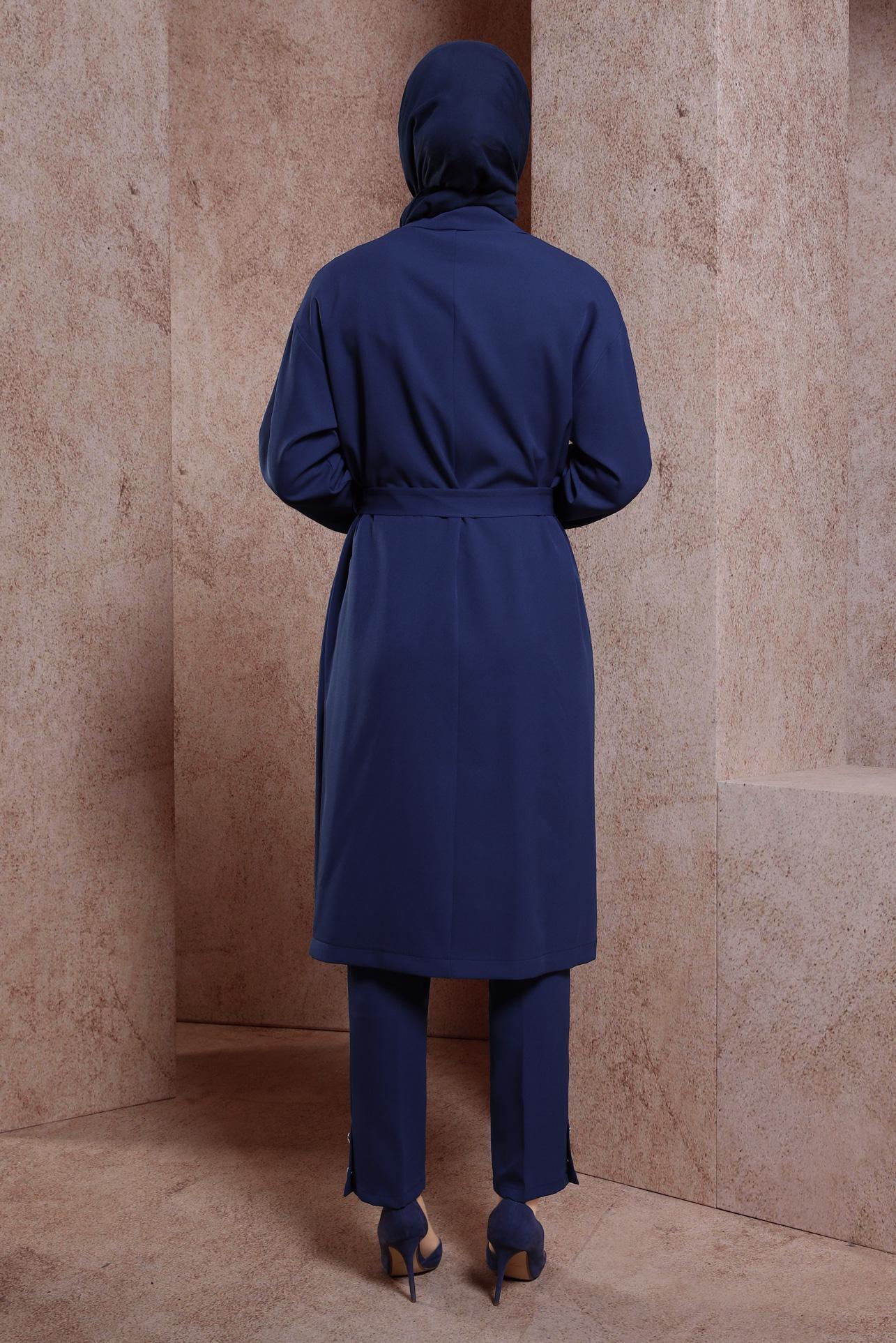 Tesettür giyim LACİVERT KUŞAKLI GİY ÇIK 44458