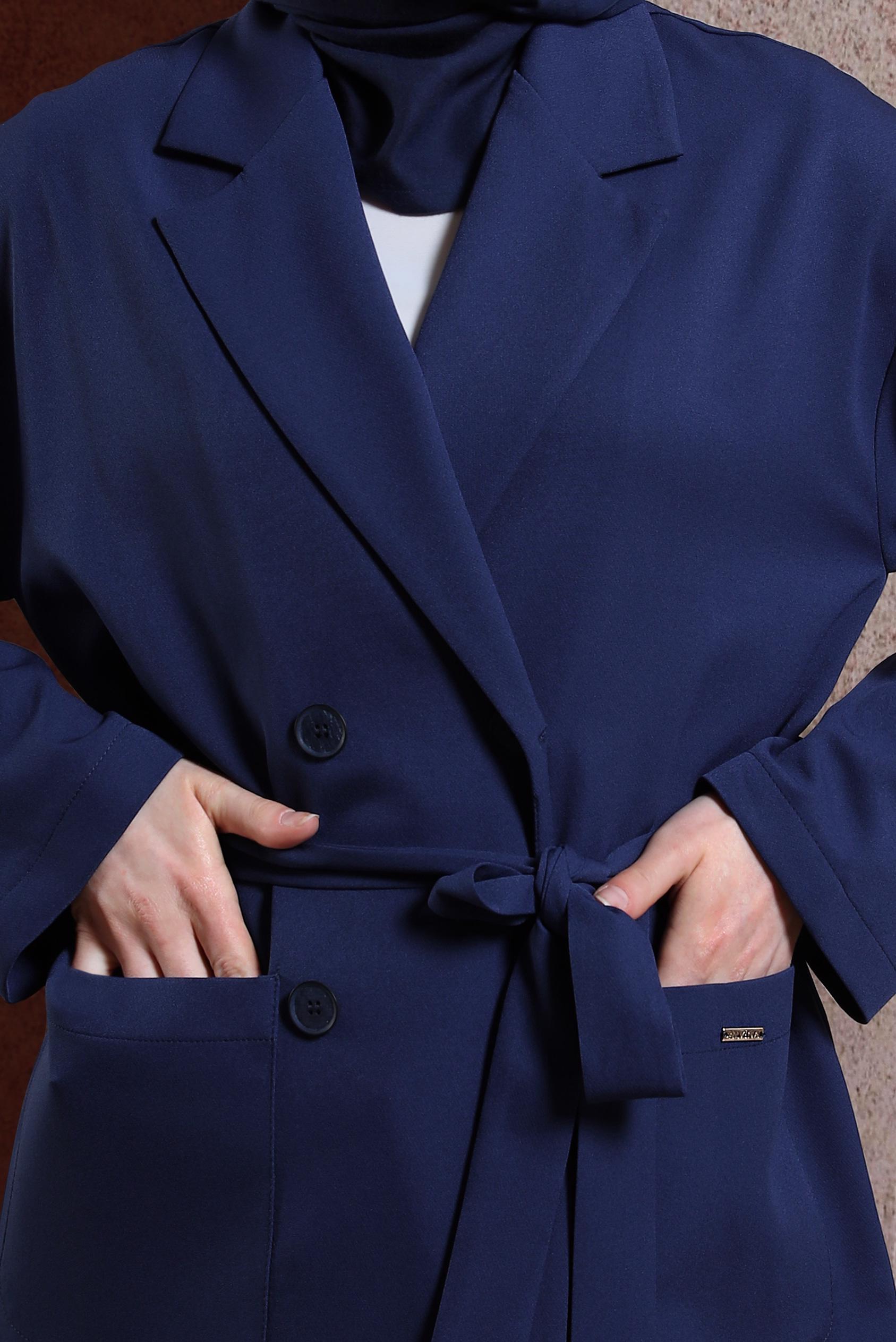 Tesettür giyim LACİVERT KUŞAKLI GİY ÇIK 44458