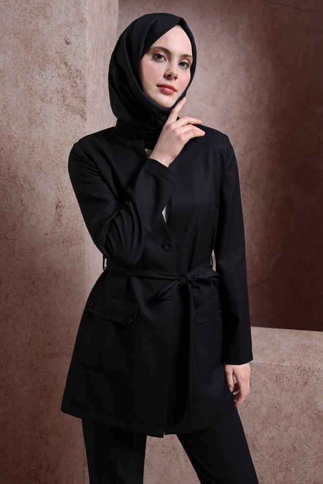 Tesettür giyim  KUŞAKLI CEKET 44459 - ALVİNA