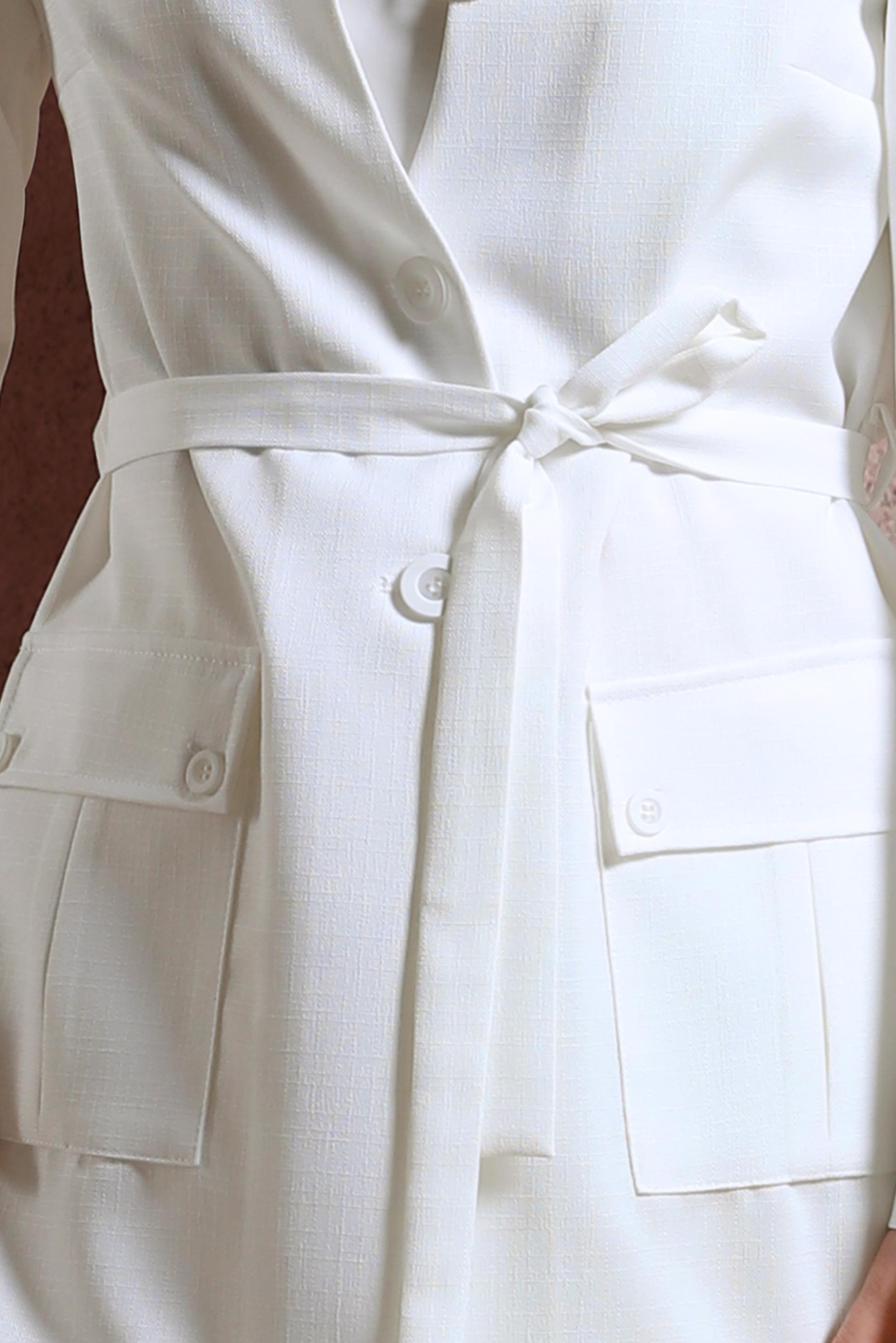 Tesettür giyim BEYAZ KUŞAKLI CEKET 44459