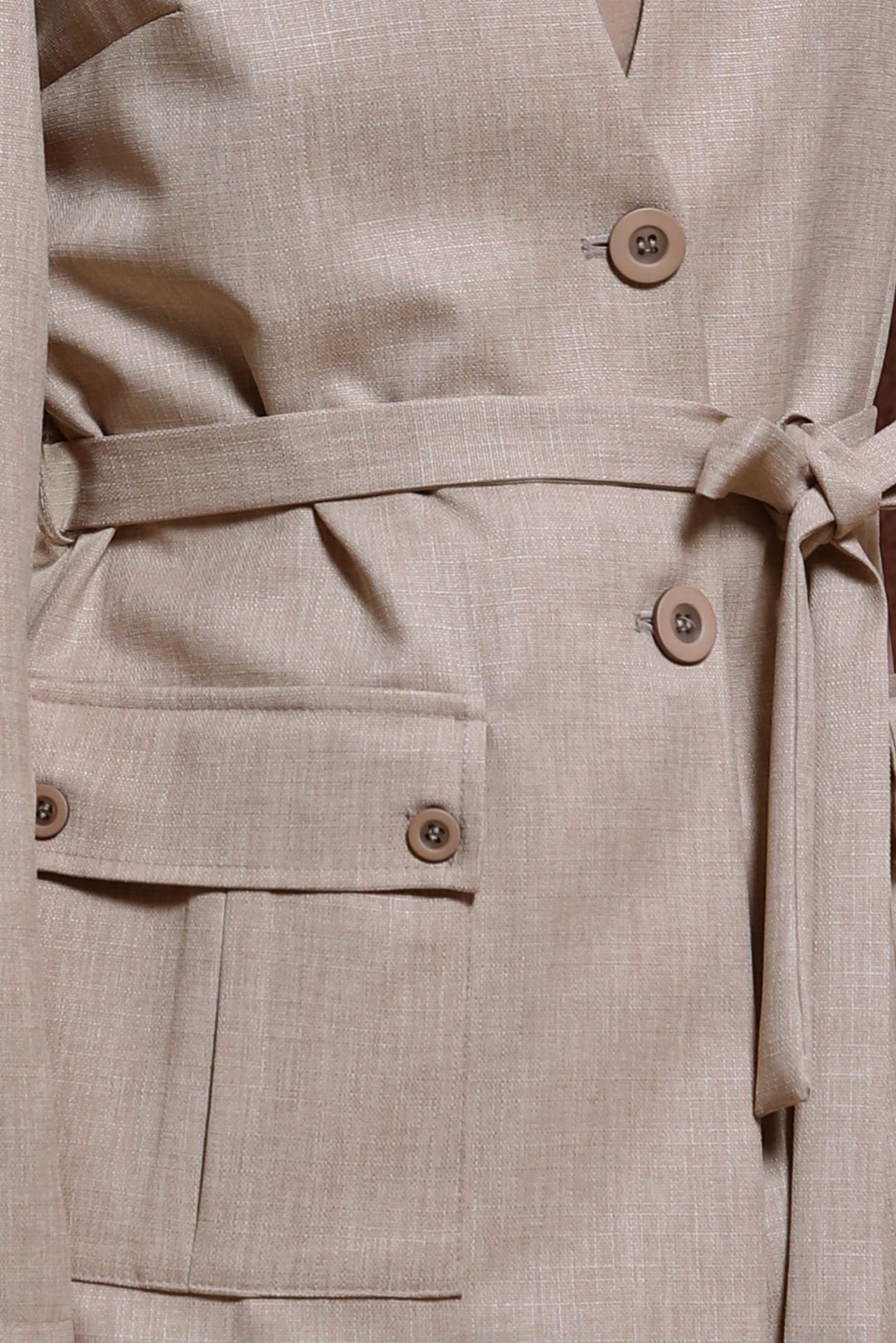 Tesettür giyim BEJ KUŞAKLI CEKET 44459