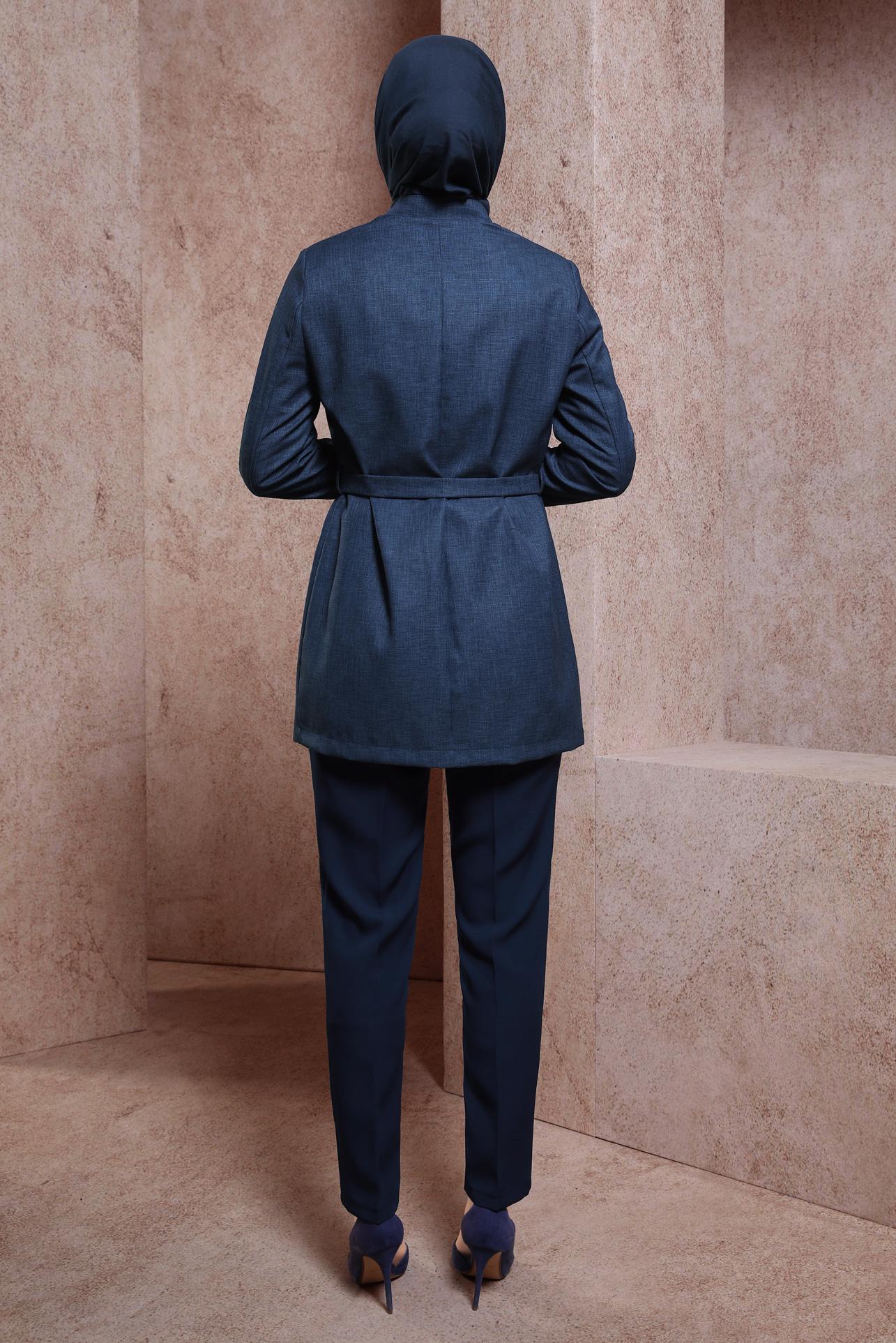 Hijab clothing NAVY BLUE BELTED JACKET 44459