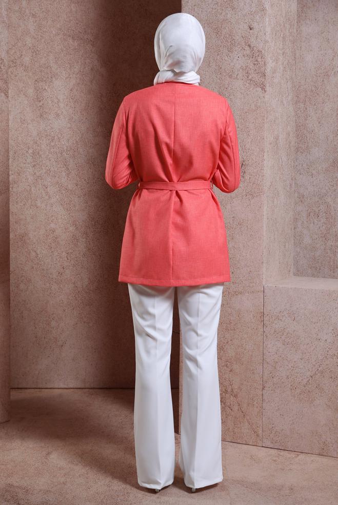 Hijab clothing CORAL BELTED JACKET 44459 - ALVİNA