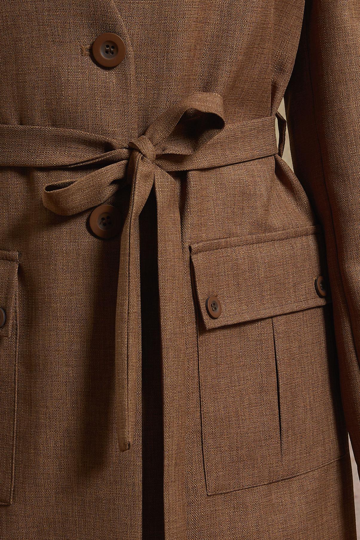 Tesettür giyim KAHVE KUŞAKLI CEKET 44459