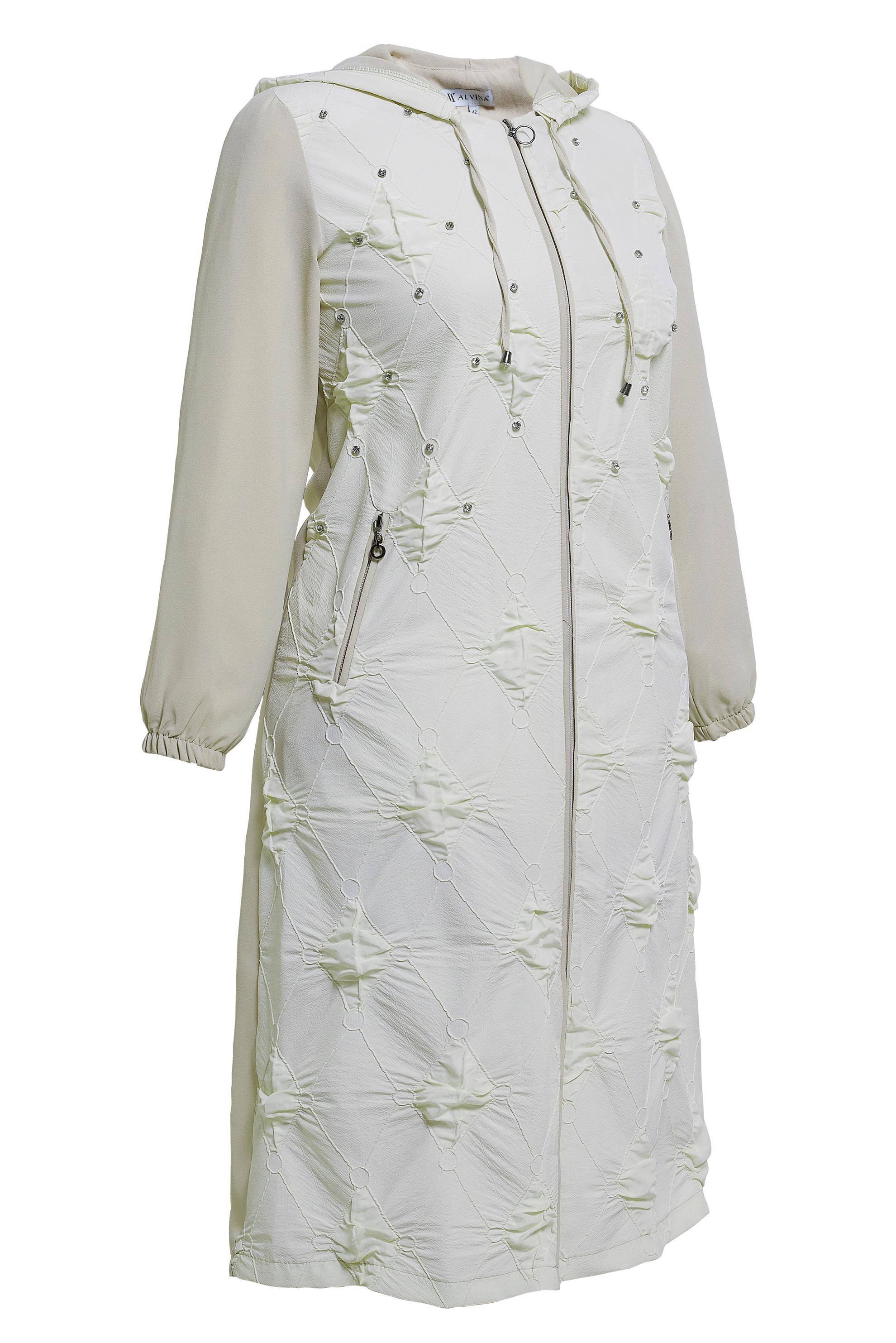 Tesettür giyim BEJ KAPÜŞONLU BÜYÜK BEDEN GİY ÇIK 44526