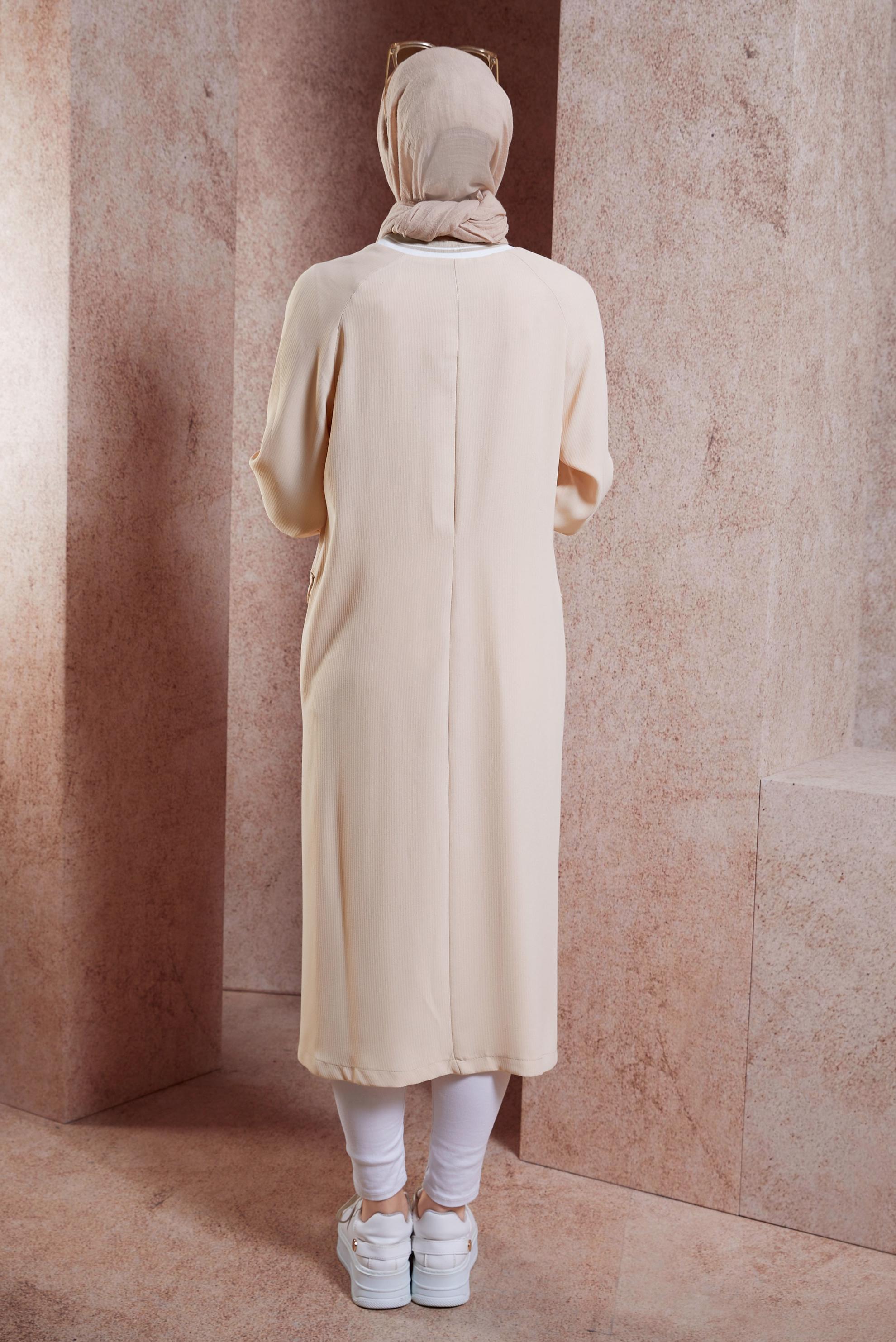 Tesettür giyim BEJ FERMUARLI TESETTÜR GİY ÇIK 44533