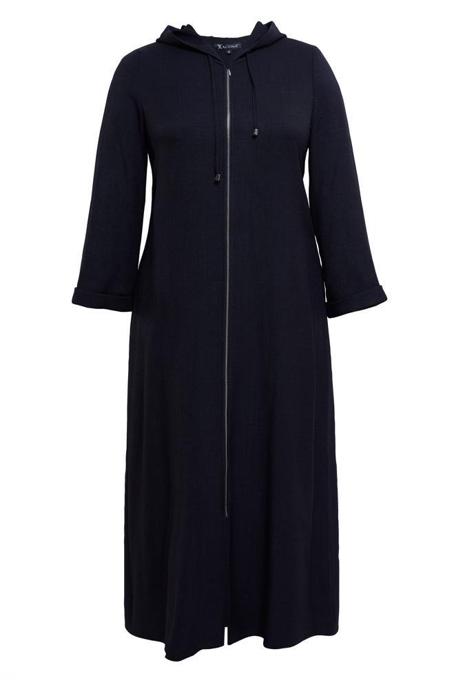 Vêtements hijab NOIR VESTE À CAPUCHE GRANDE TAILLE 44584 - ALVİNA