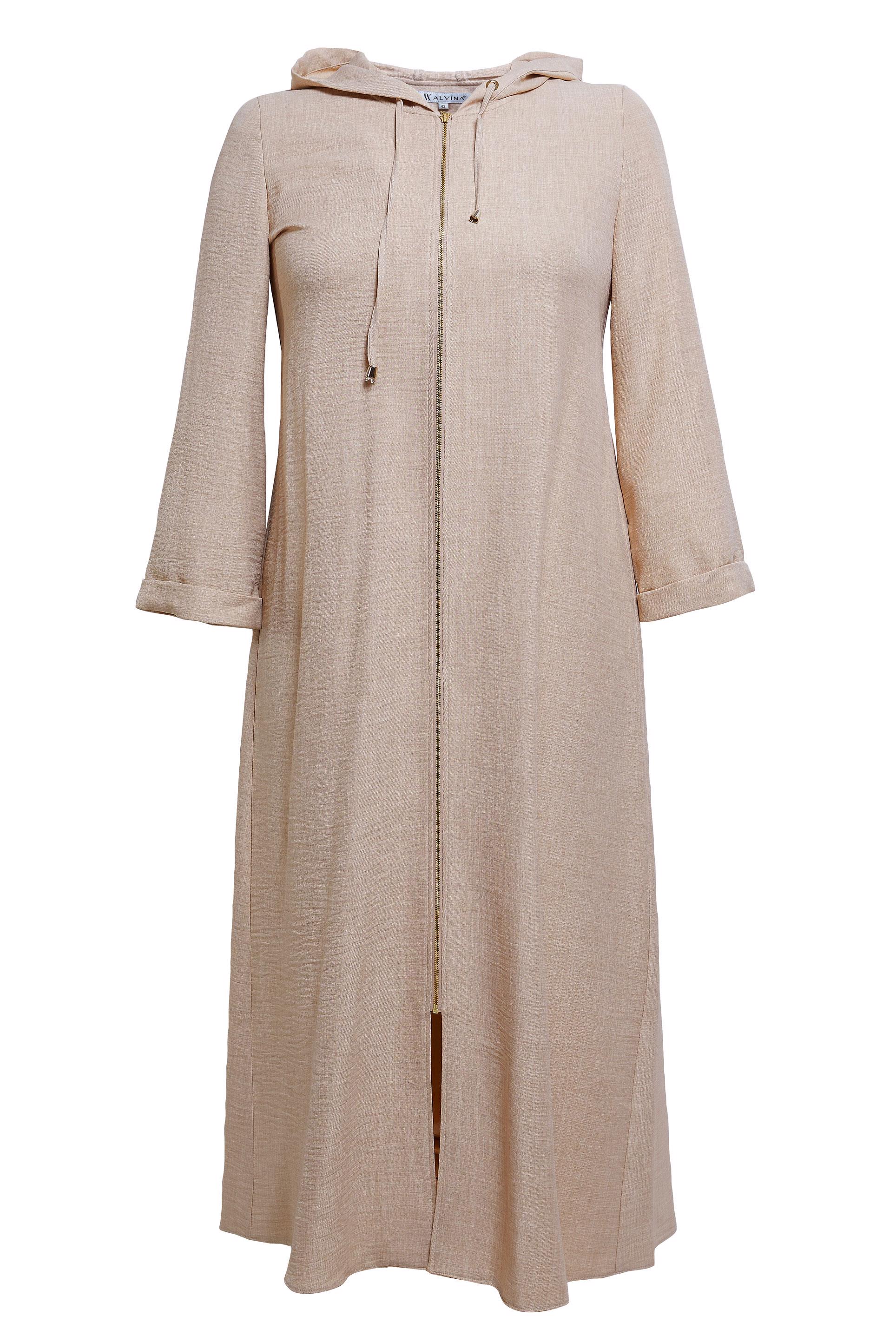 Hijab clothing BEIGE PLUS SIZE HOODED JACKET 44584