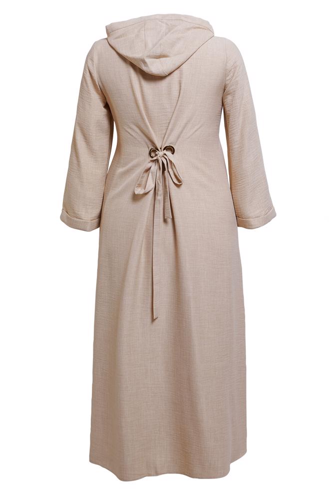Vêtements hijab BEIGE VESTE À CAPUCHE GRANDE TAILLE 44584 - ALVİNA