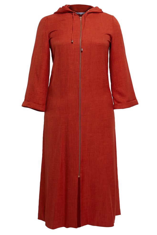 Vêtements hijab ORANGE VESTE À CAPUCHE GRANDE TAILLE 44584 - ALVİNA