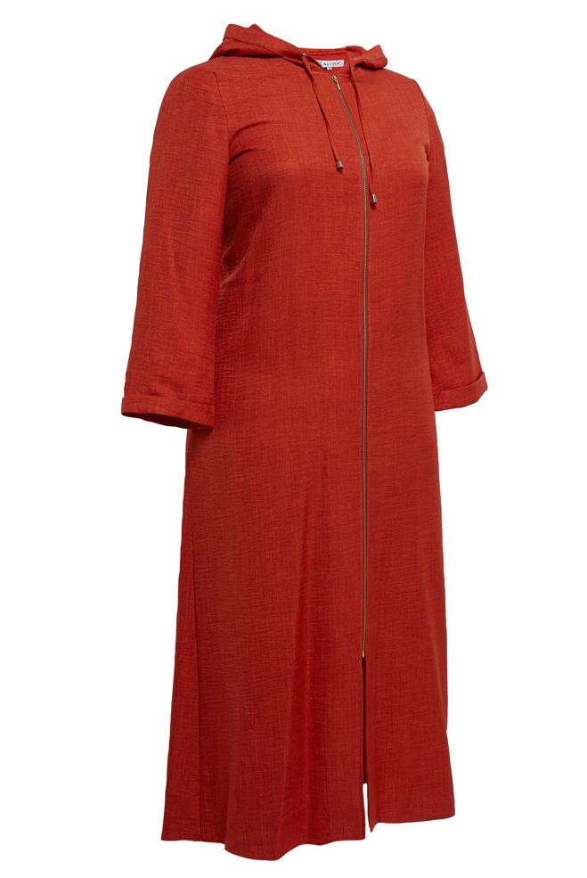 Vêtements hijab ORANGE VESTE À CAPUCHE GRANDE TAILLE 44584 - ALVİNA