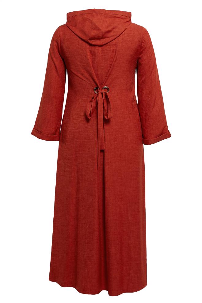 Vêtements hijab ORANGE VESTE À CAPUCHE GRANDE TAILLE 44584 - ALVİNA