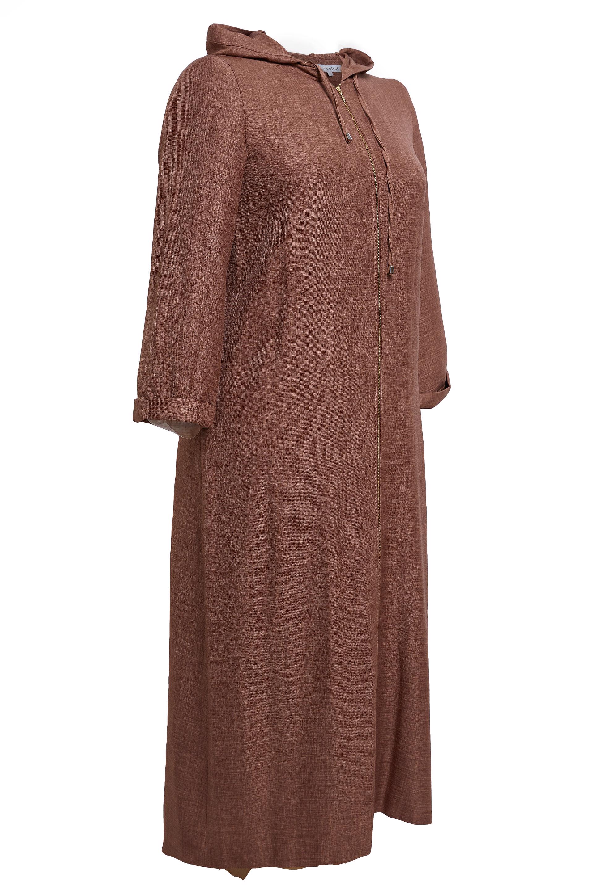 Tesettür giyim TABA KAPÜŞONLU BÜYÜK BEDEN GİY ÇIK 44584