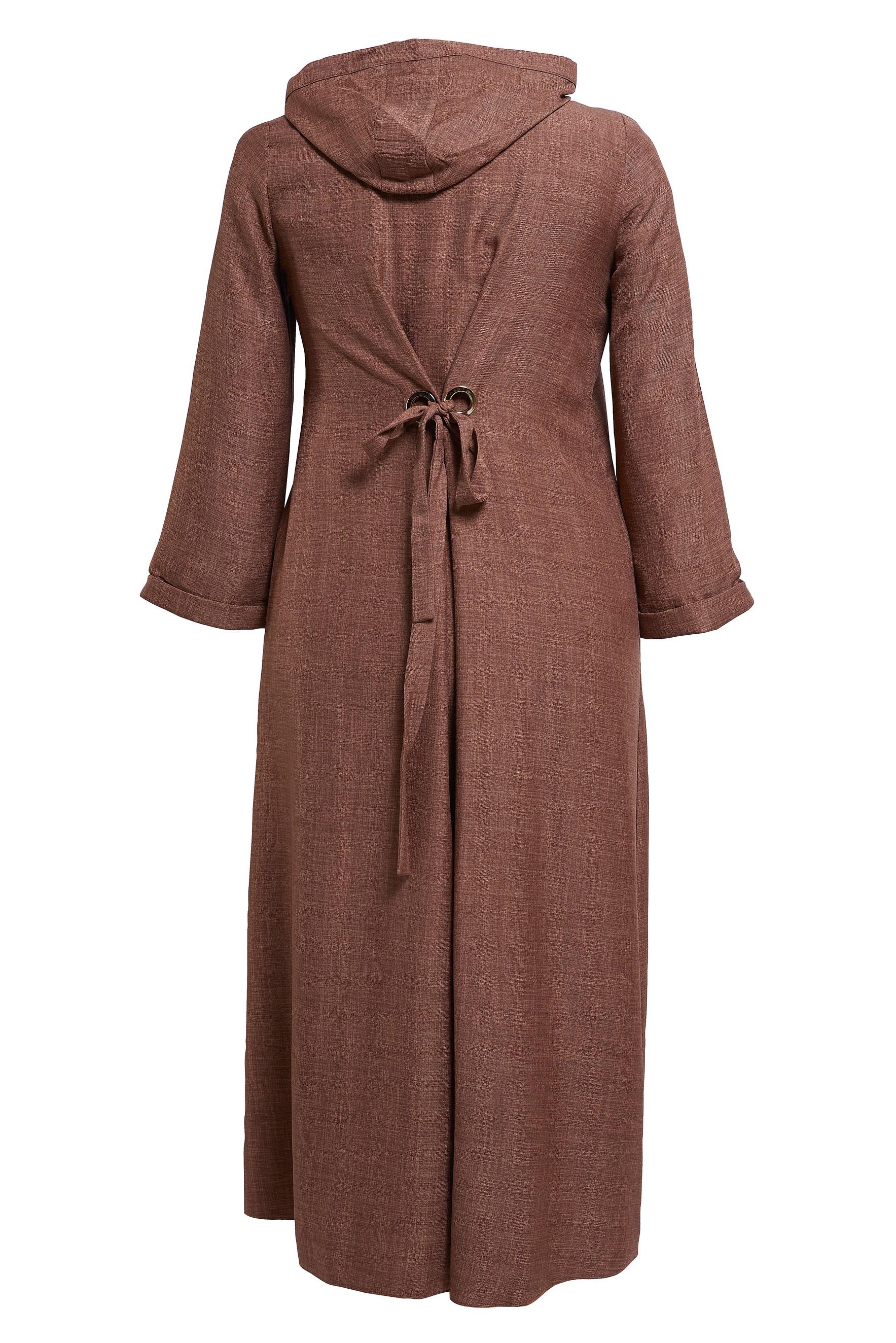 Tesettür giyim TABA KAPÜŞONLU BÜYÜK BEDEN GİY ÇIK 44584