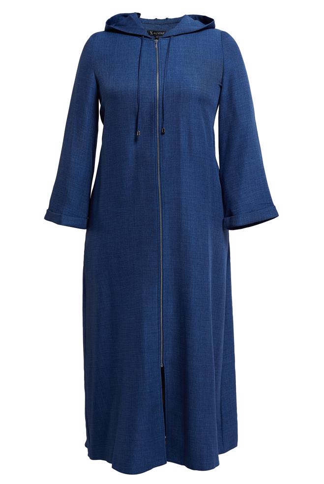 Vêtements hijab BLEU MARINE VESTE À CAPUCHE GRANDE TAILLE 44584 - ALVİNA