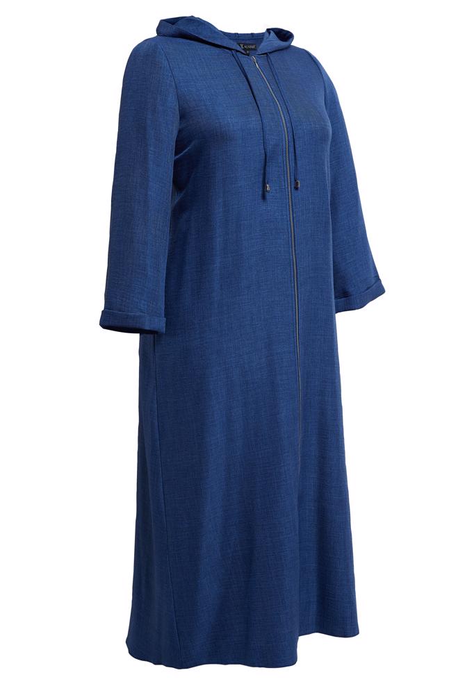 Vêtements hijab BLEU MARINE VESTE À CAPUCHE GRANDE TAILLE 44584 - ALVİNA