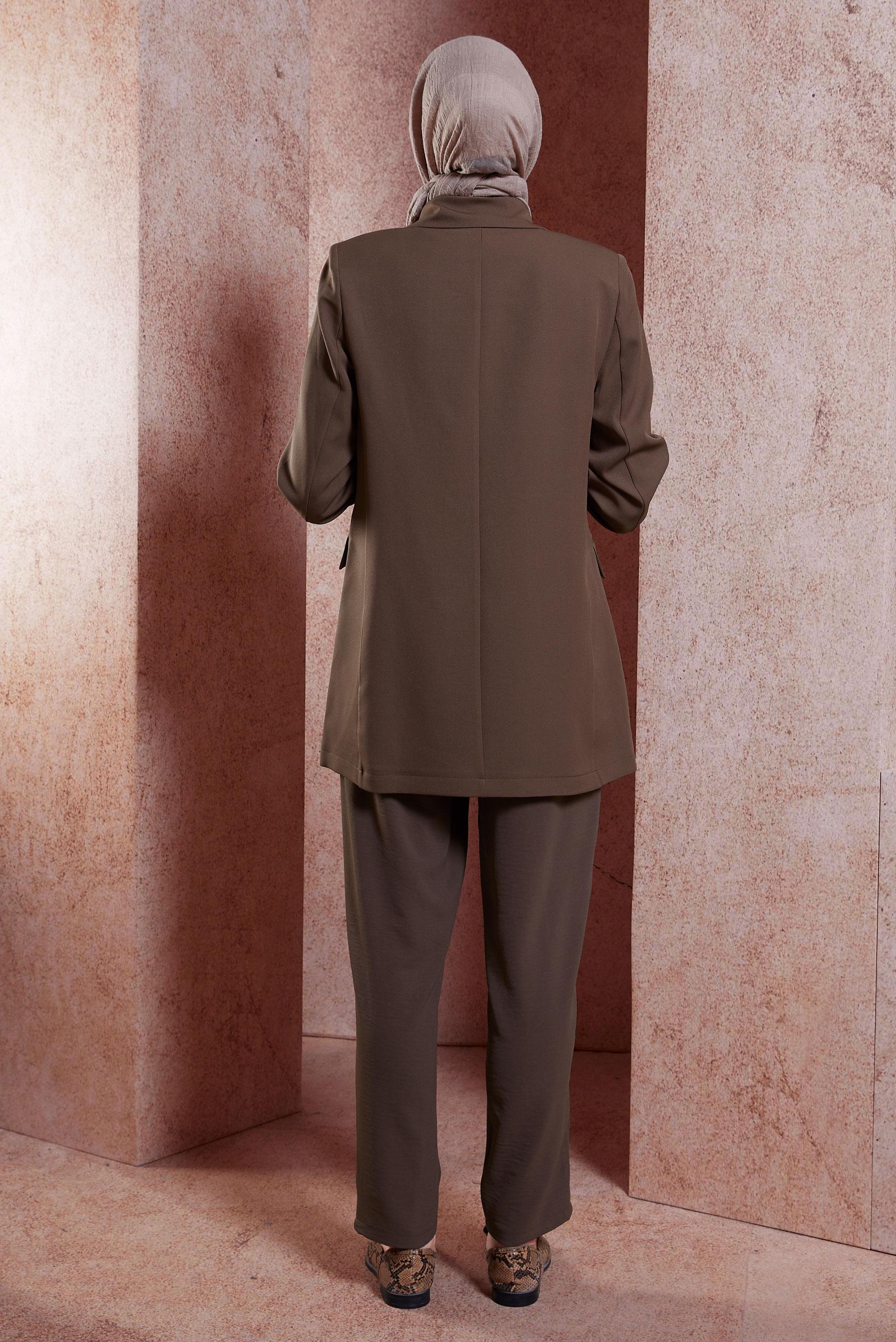 Tesettür giyim VİZON KRUVAZE YAKA BLAZER CEKET 44648