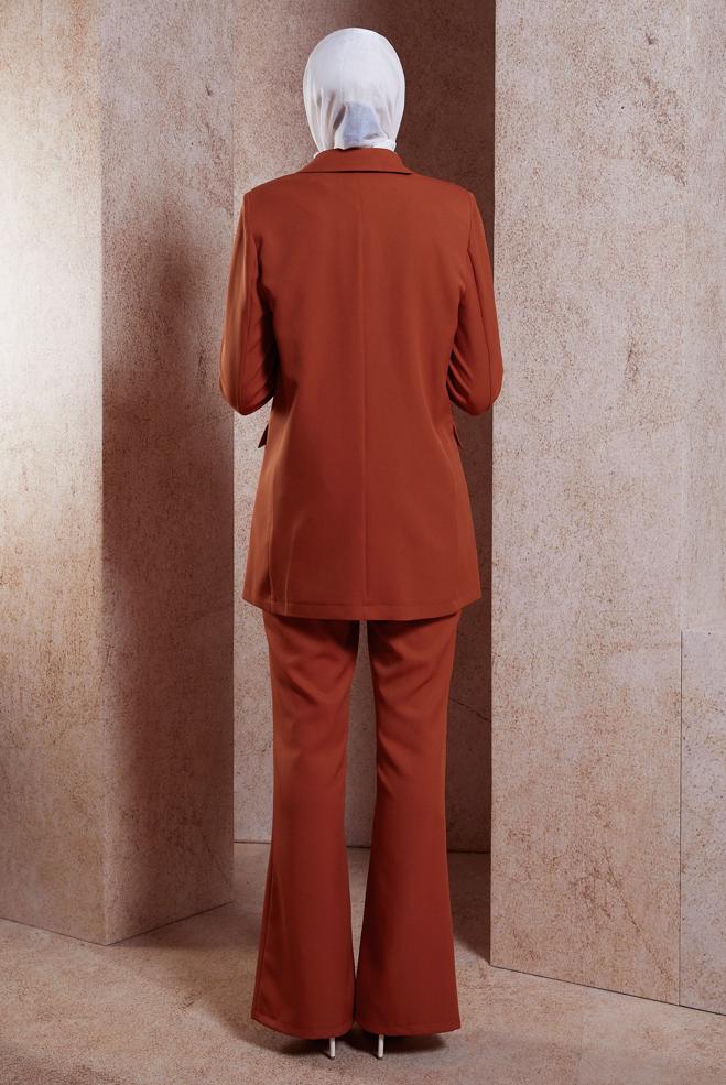 Hijab clothing ORANGE DOUBLE BREASTED BLAZER JACKET 44648 - ALVİNA
