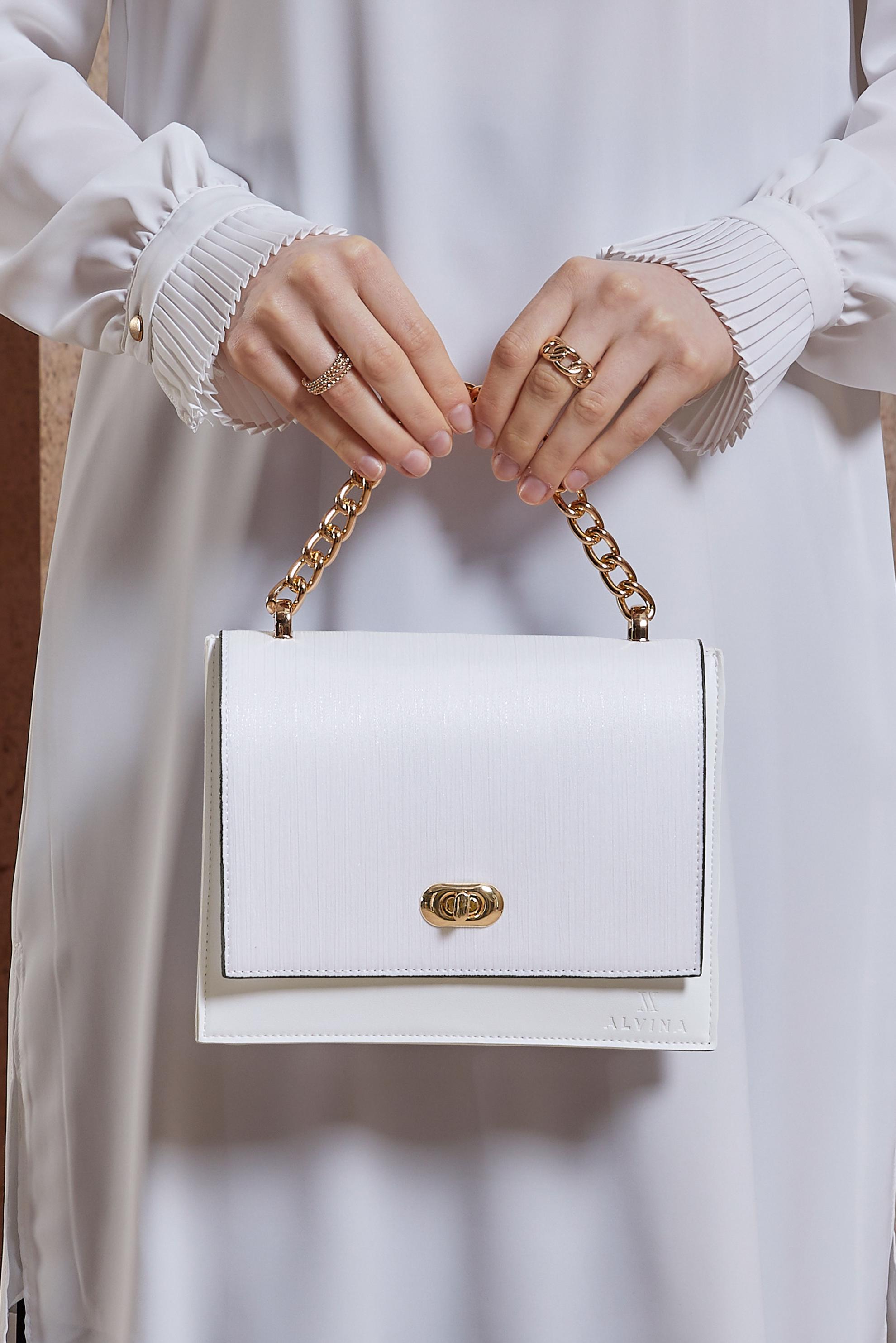 Tesettür giyim BEYAZ ALVİNA ÇANTA 132