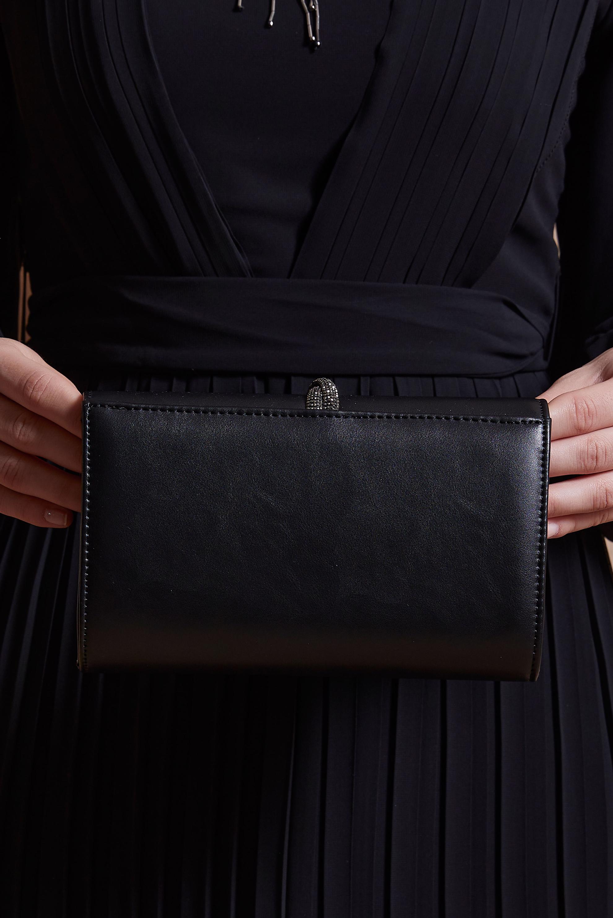 Tesettür giyim SİYAH ALVİNA ABİYE ÇANTA 409