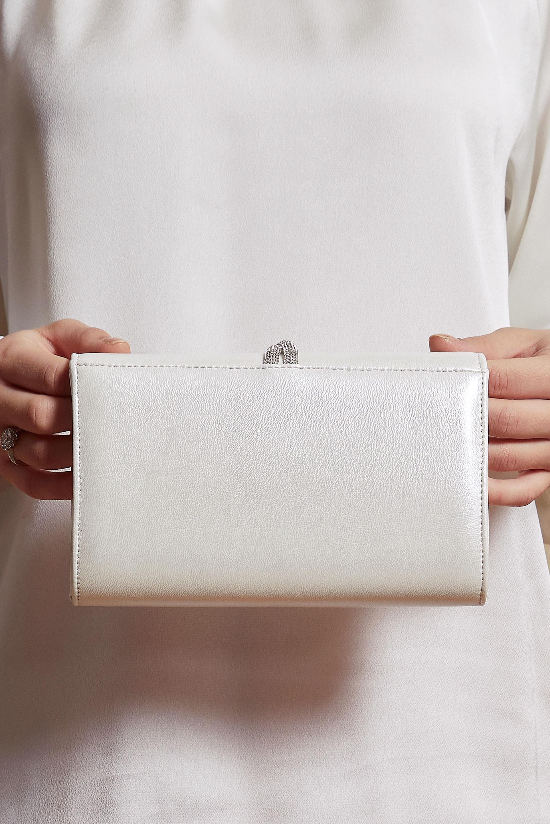 Tesettür giyim EKRU ALVİNA ABİYE ÇANTA 409