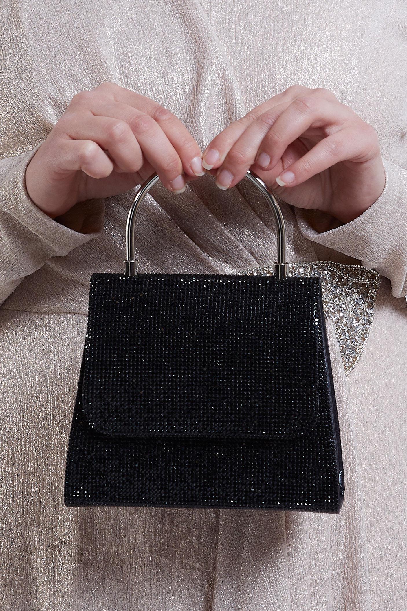 Tesettür giyim SİYAH ALVİNA ABİYE ÇANTA 415