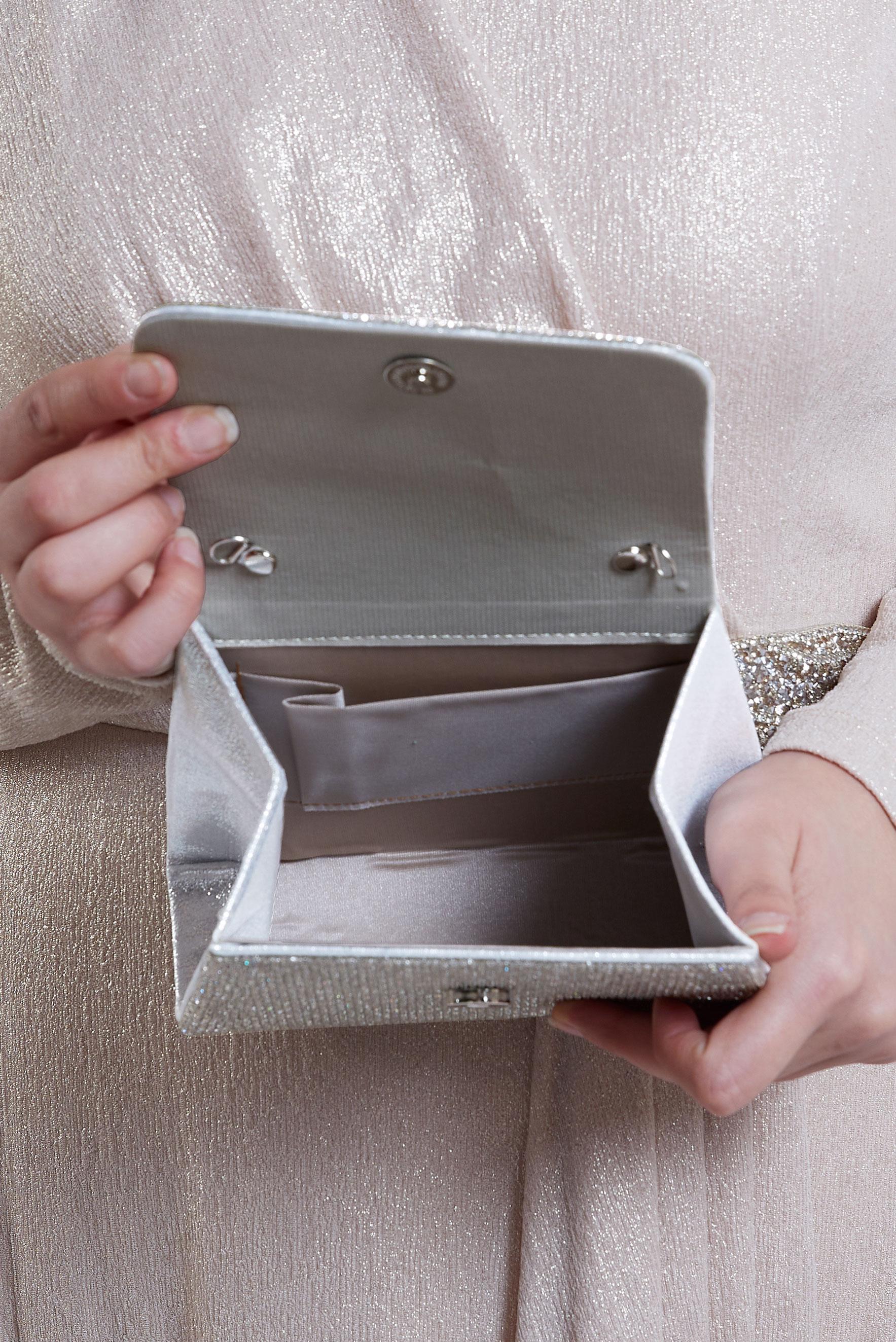 Tesettür giyim GÜMÜŞ ALVİNA ABİYE ÇANTA 415