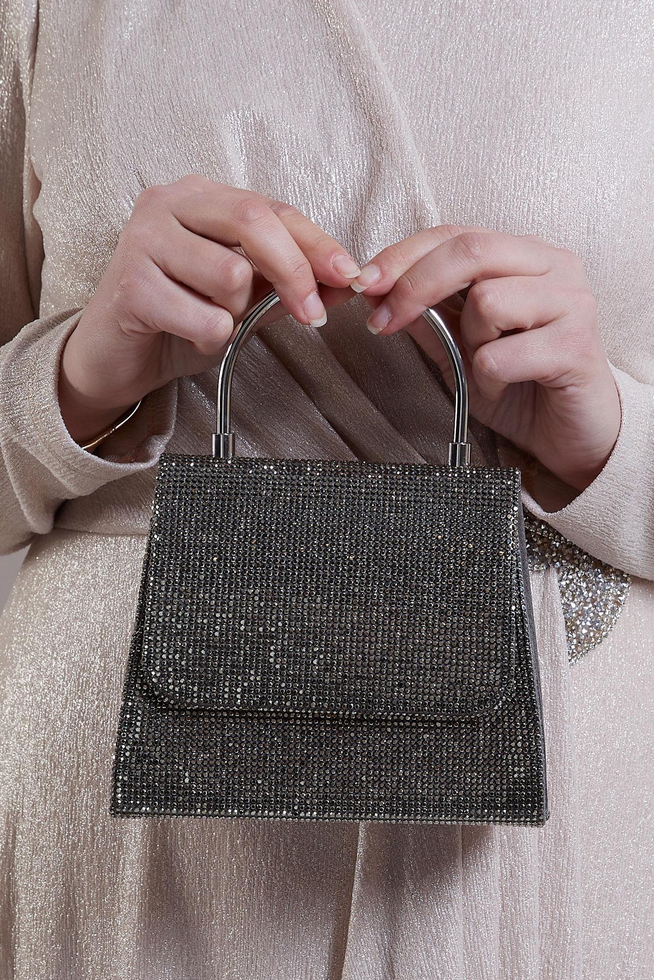 Tesettür giyim BEJ ALVİNA ABİYE ÇANTA 415