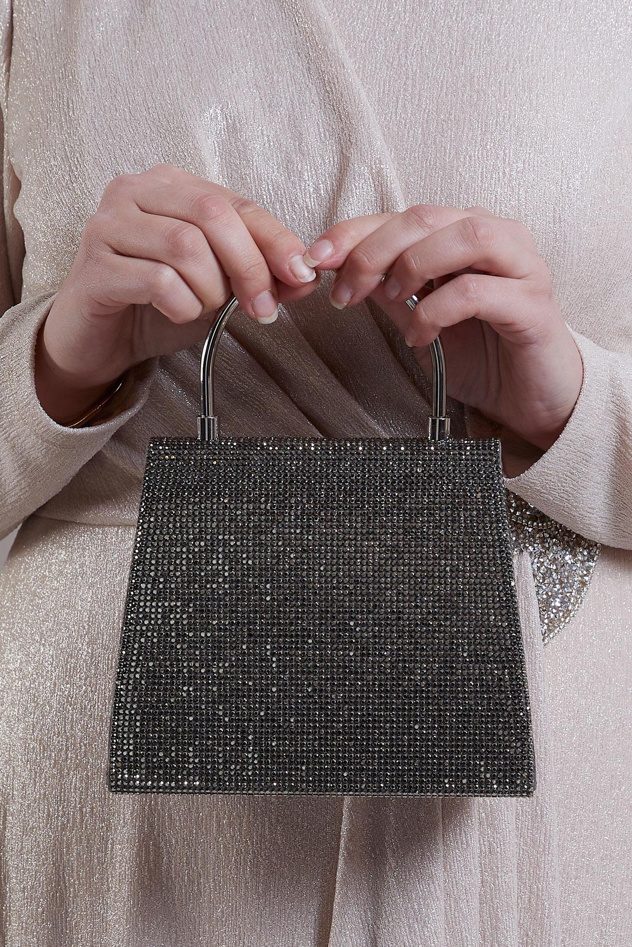 Tesettür giyim BEJ ALVİNA ABİYE ÇANTA 415