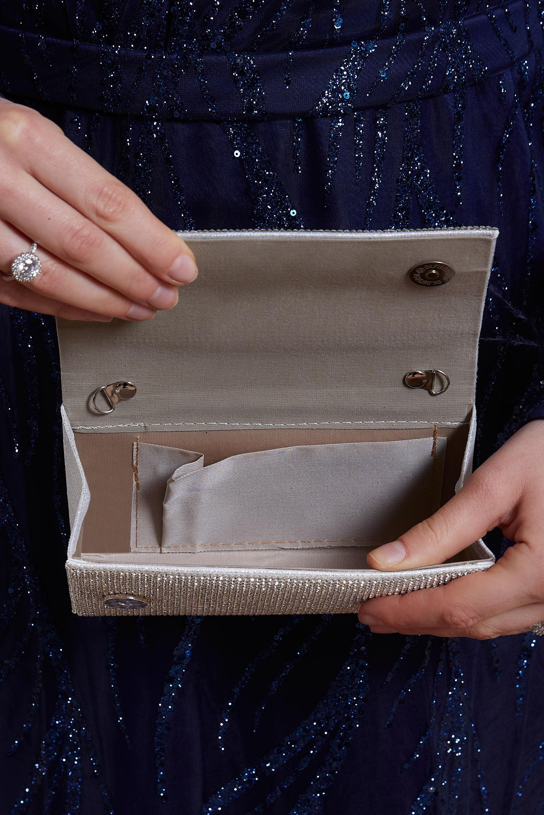 Tesettür giyim GÜMÜŞ ALVİNA ABİYE ÇANTA 450