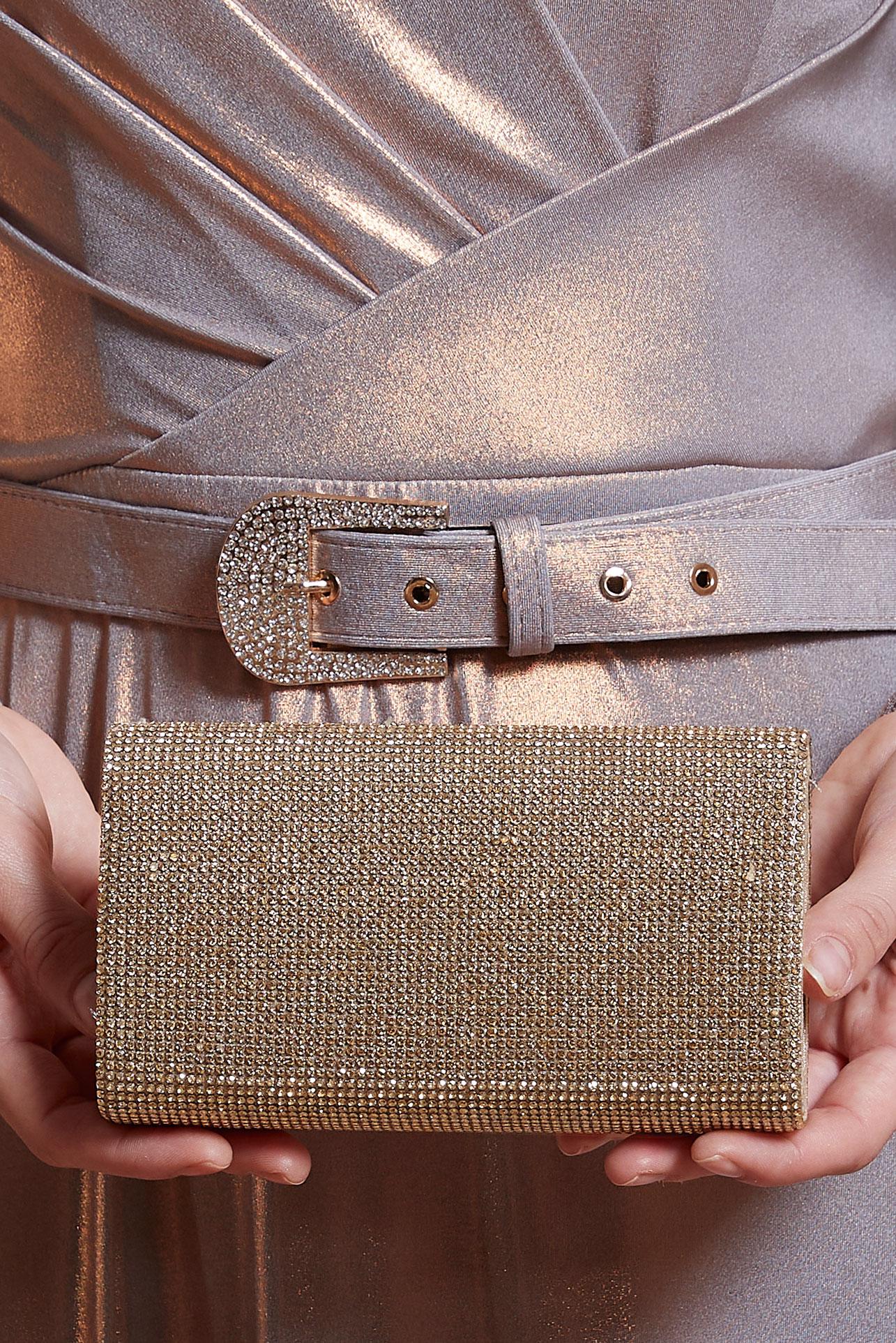 Tesettür giyim ALTIN ALVİNA ABİYE ÇANTA 450