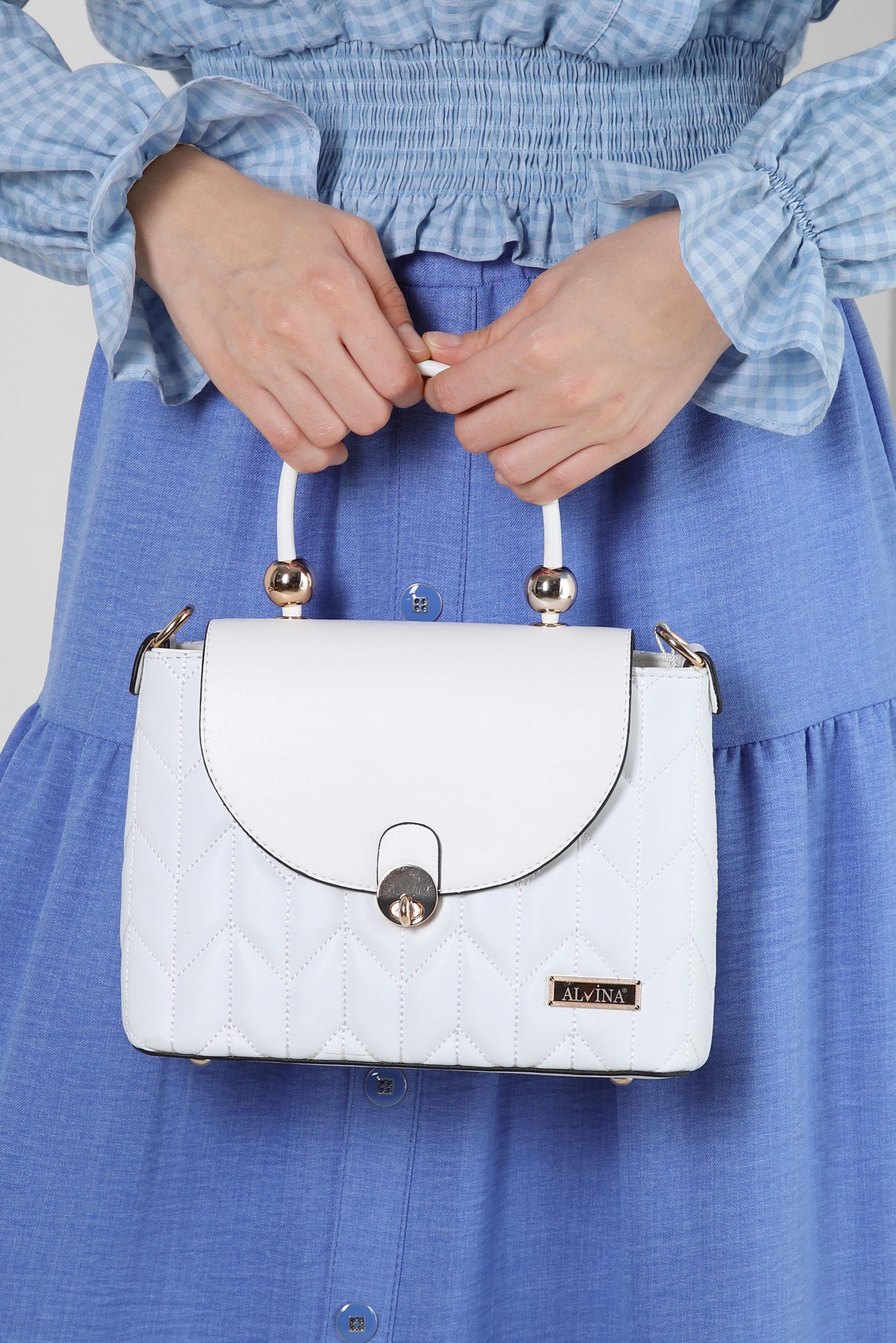 Tesettür giyim BEYAZ ALVİNA ÇANTA 706