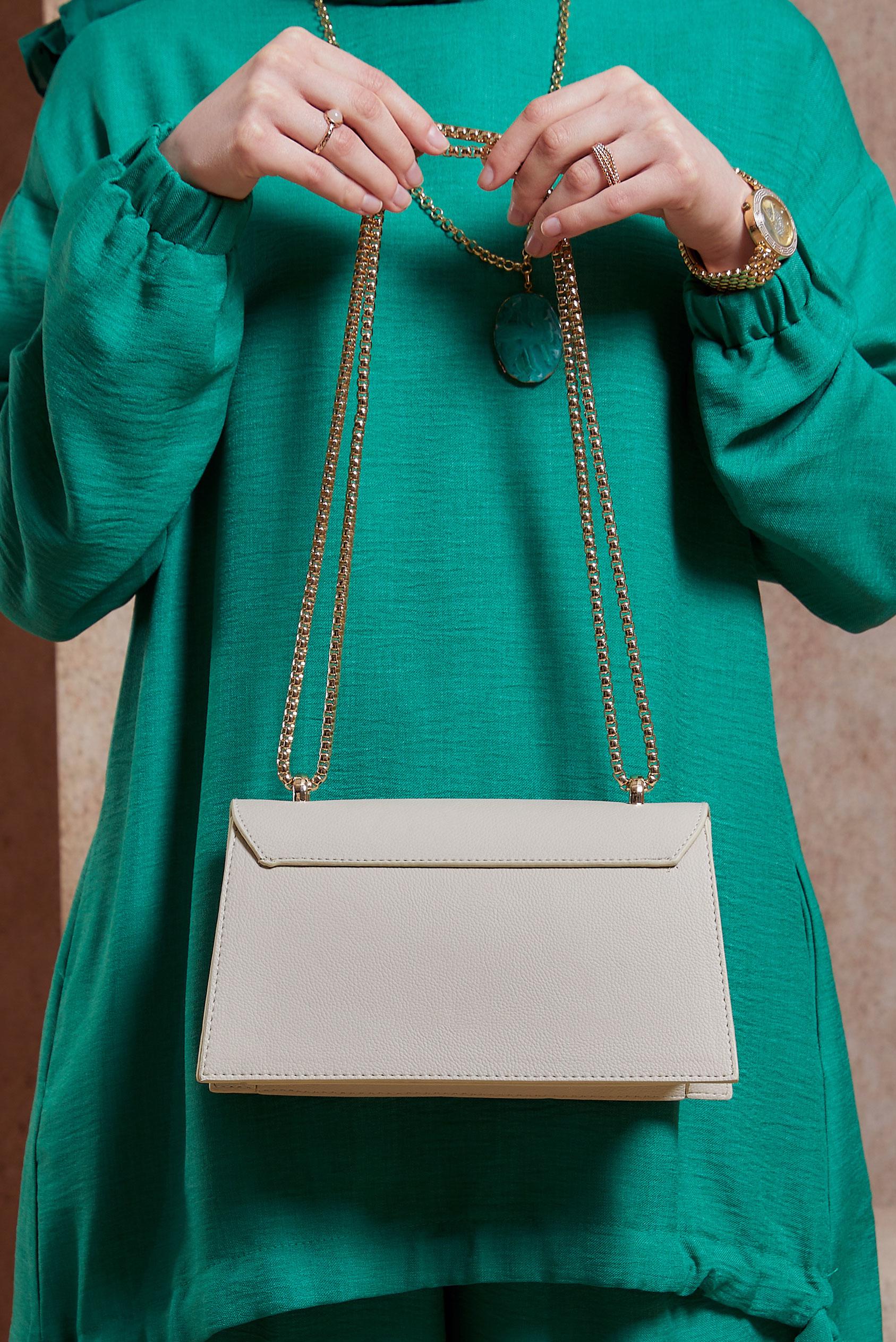 Tesettür giyim BEYAZ ALVİNA ÇANTA 713