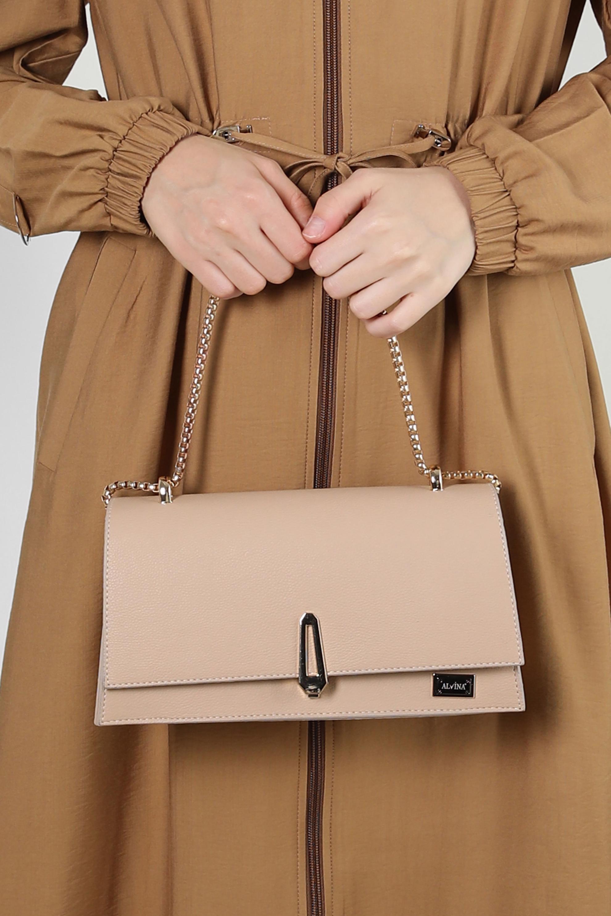 Tesettür giyim BEJ ALVİNA ÇANTA 713