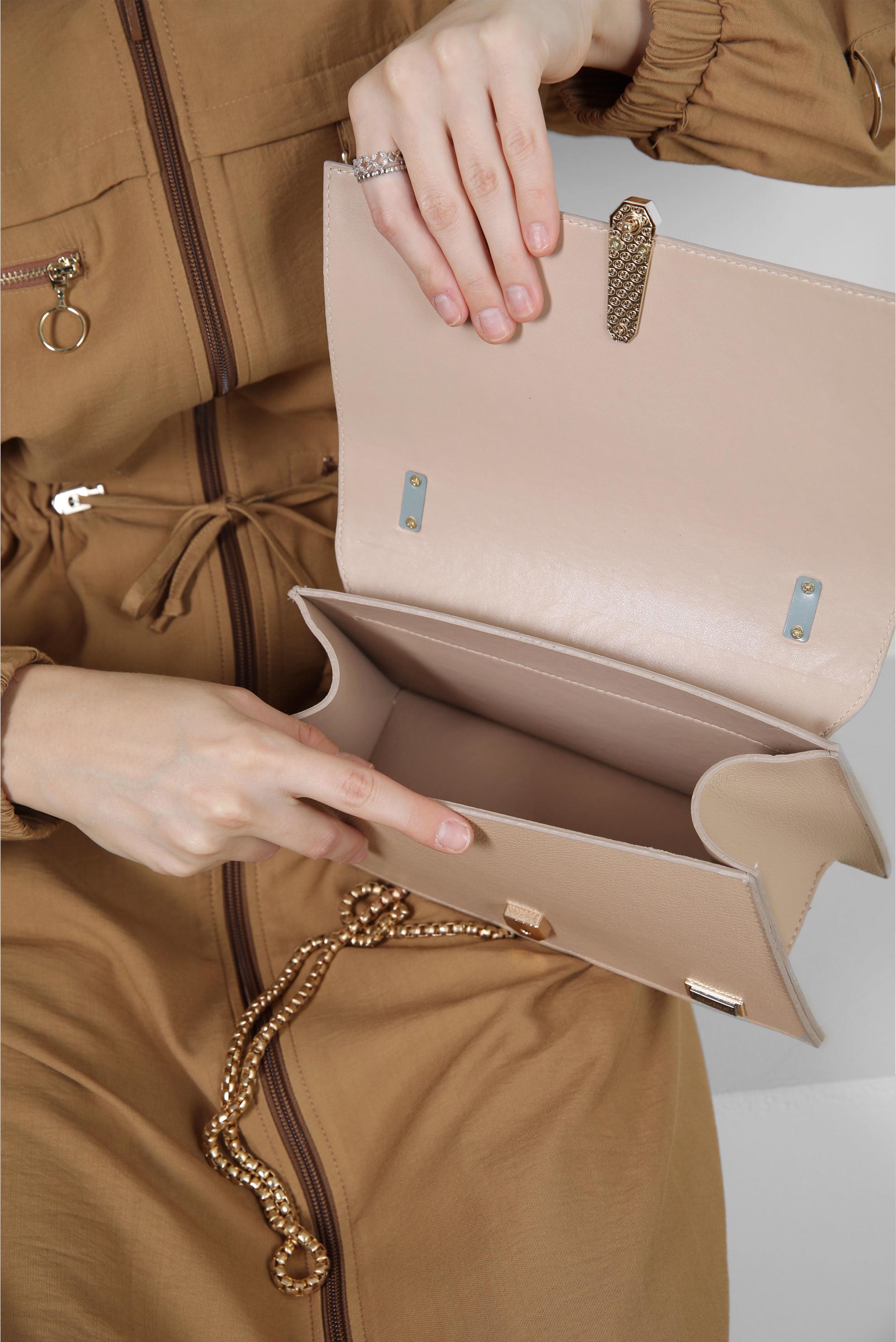 Tesettür giyim BEJ ALVİNA ÇANTA 713