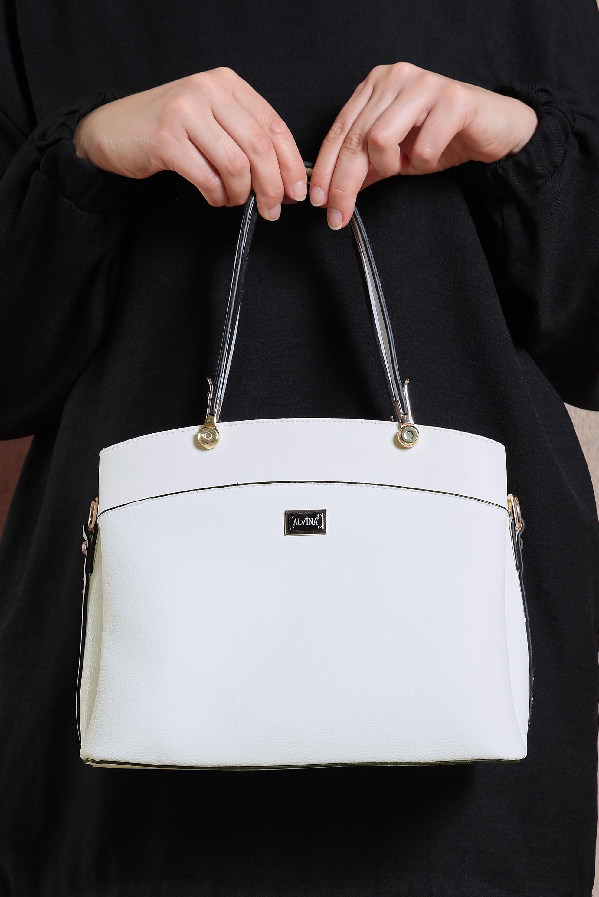 Tesettür giyim BEYAZ ALVİNA ÇANTA 832