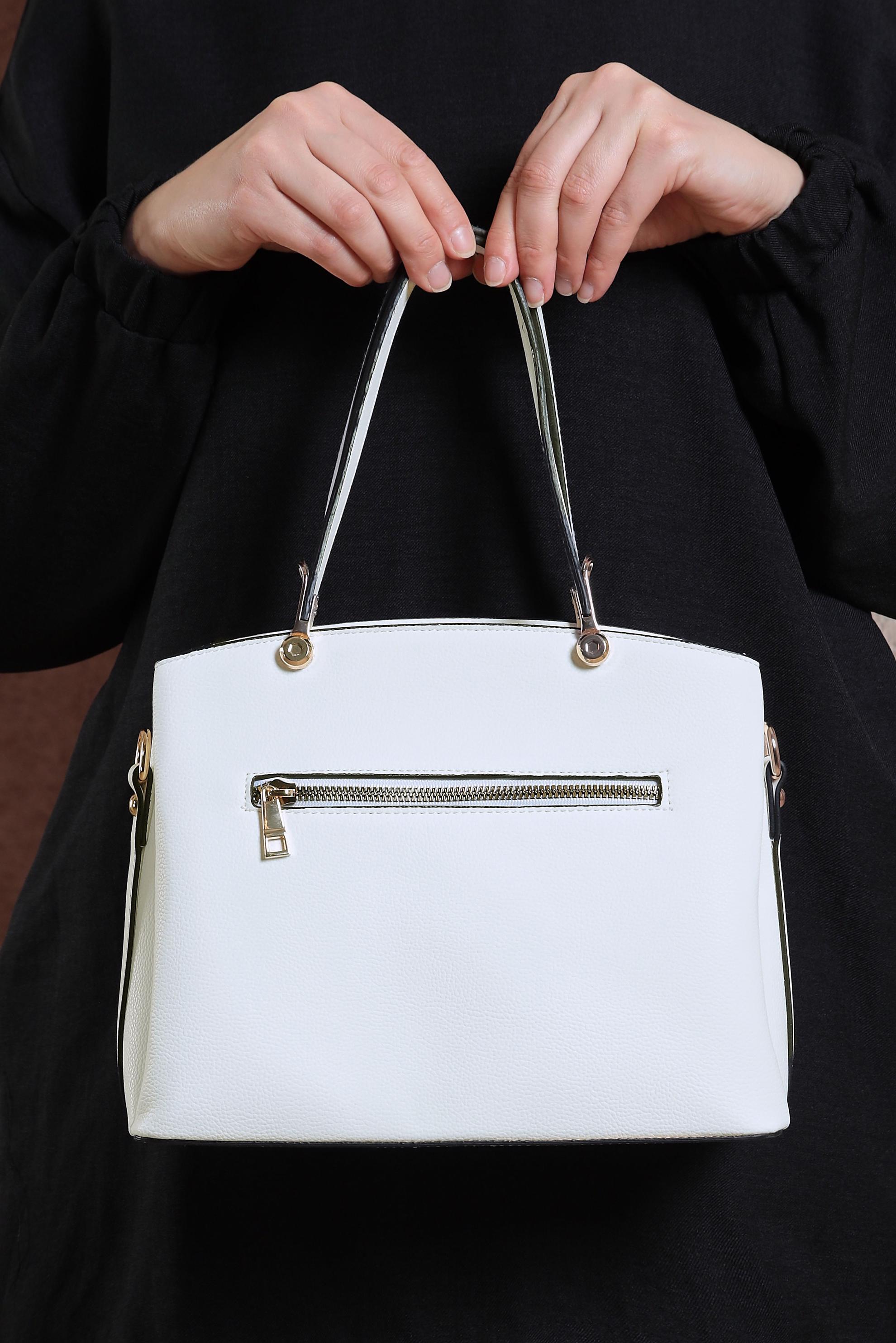 Tesettür giyim BEYAZ ALVİNA ÇANTA 832